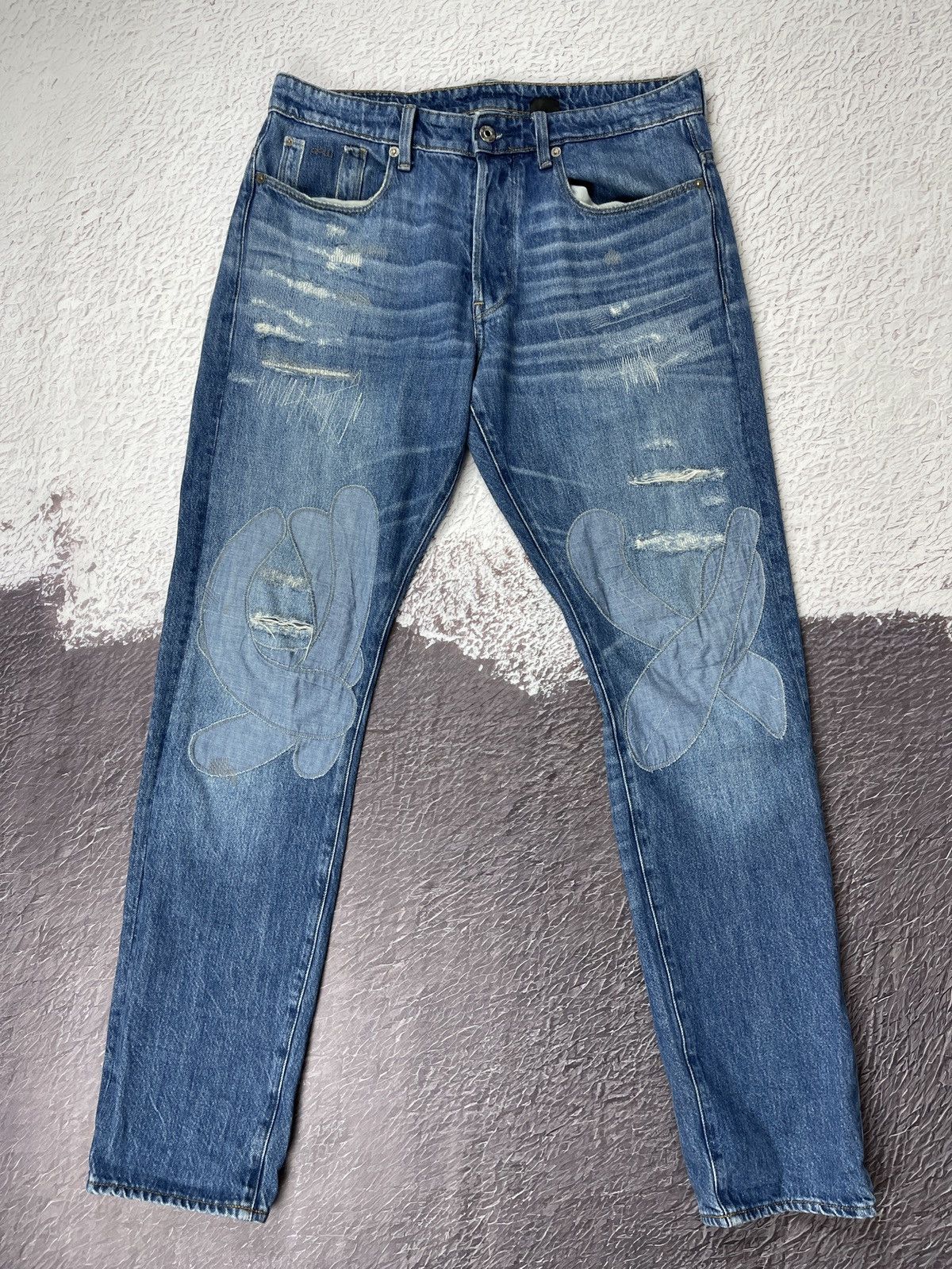 G-Star G-Star Raw Straight Tapered distressed denim jeans pants Size US 32 / EU 48 - 3 Thumbnail