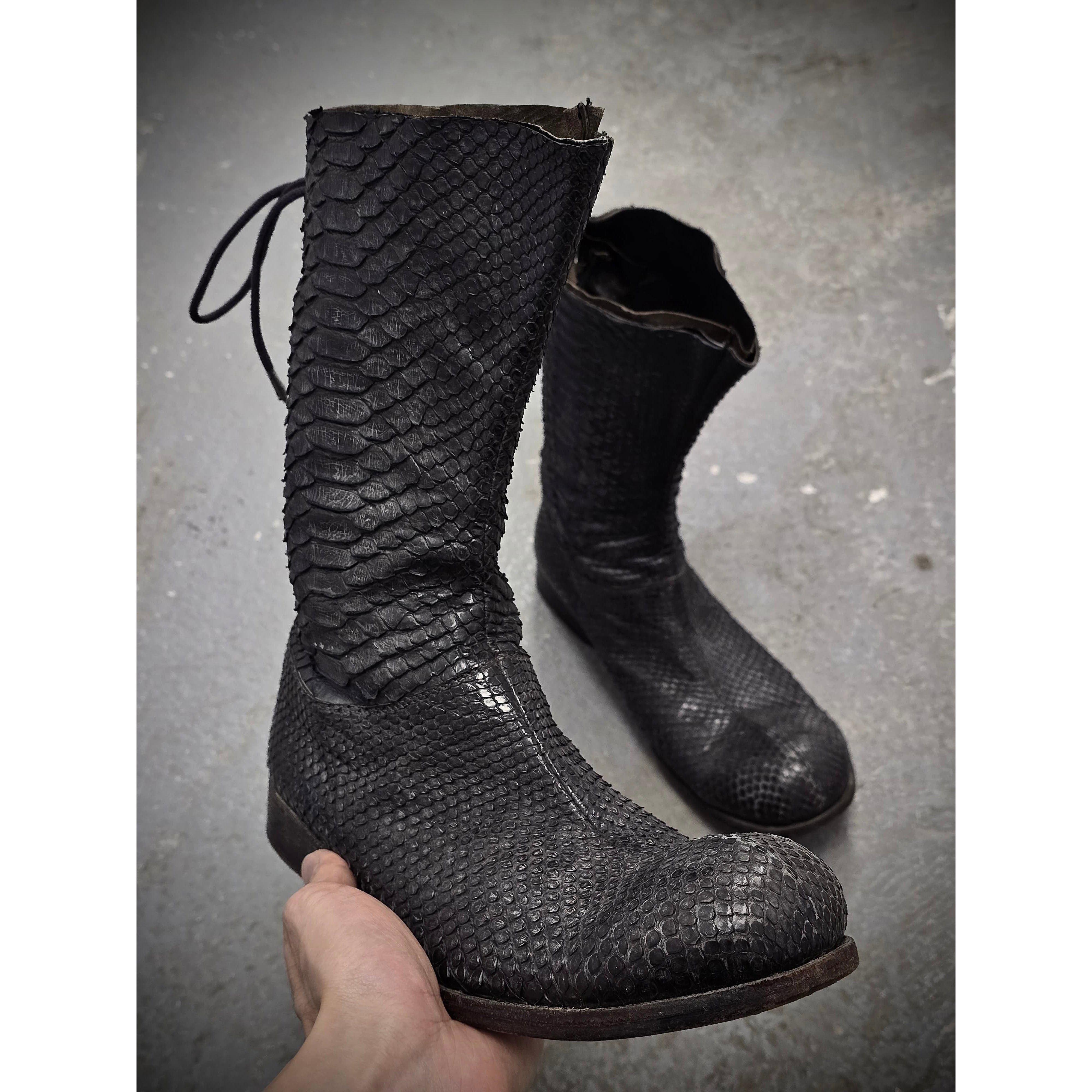 Carpe Diem Carpe Diem Early Charcoal Python Skin Back-Lace Boots Size US 10 / EU 43 - 4 Thumbnail