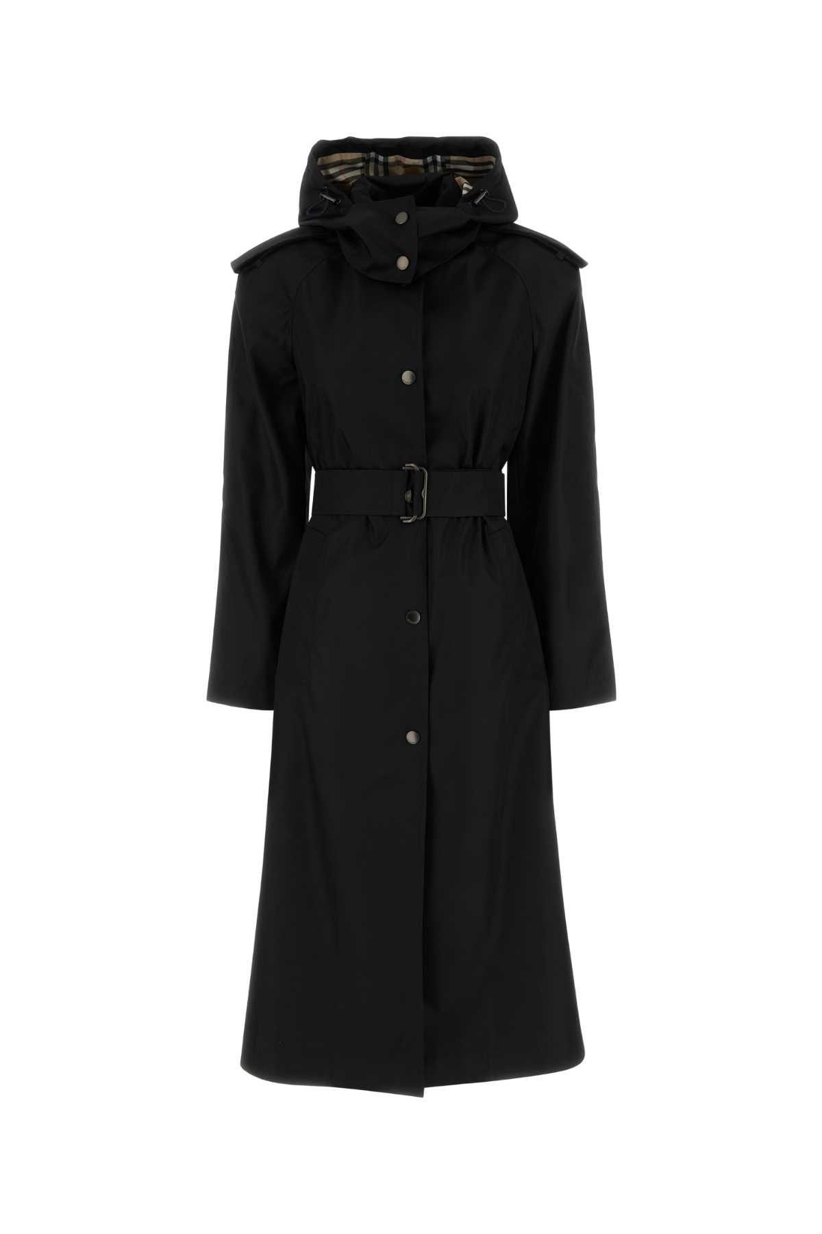 Black Nylon Trench Coat