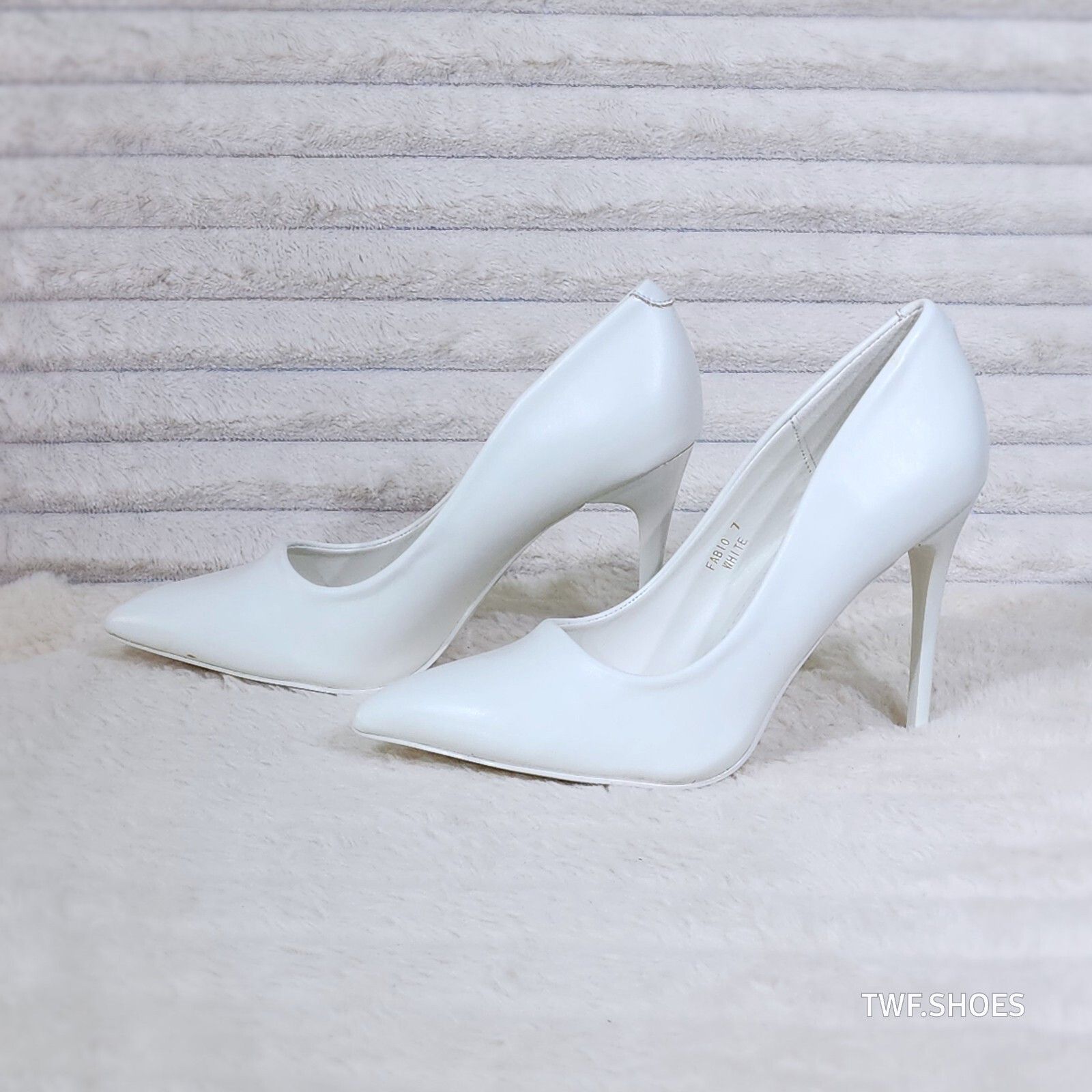 Other Fabio White Matte 4.5" High Heel Shoes Pointy Toe Pump US La Size US 8.5 / IT 38.5 - 3 Thumbnail