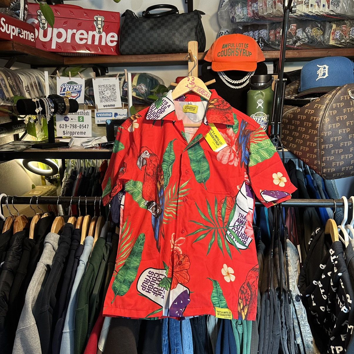 Thats awful lot of cough syrup hawaii button up S