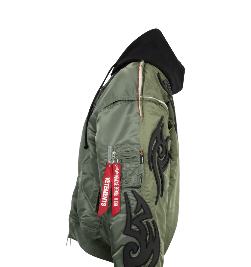 Vetements o1h1sh11225 Tribal Reworked Bomber Jacket in Green/Black Size US L / EU 52-54 / 3 - 3 Thumbnail