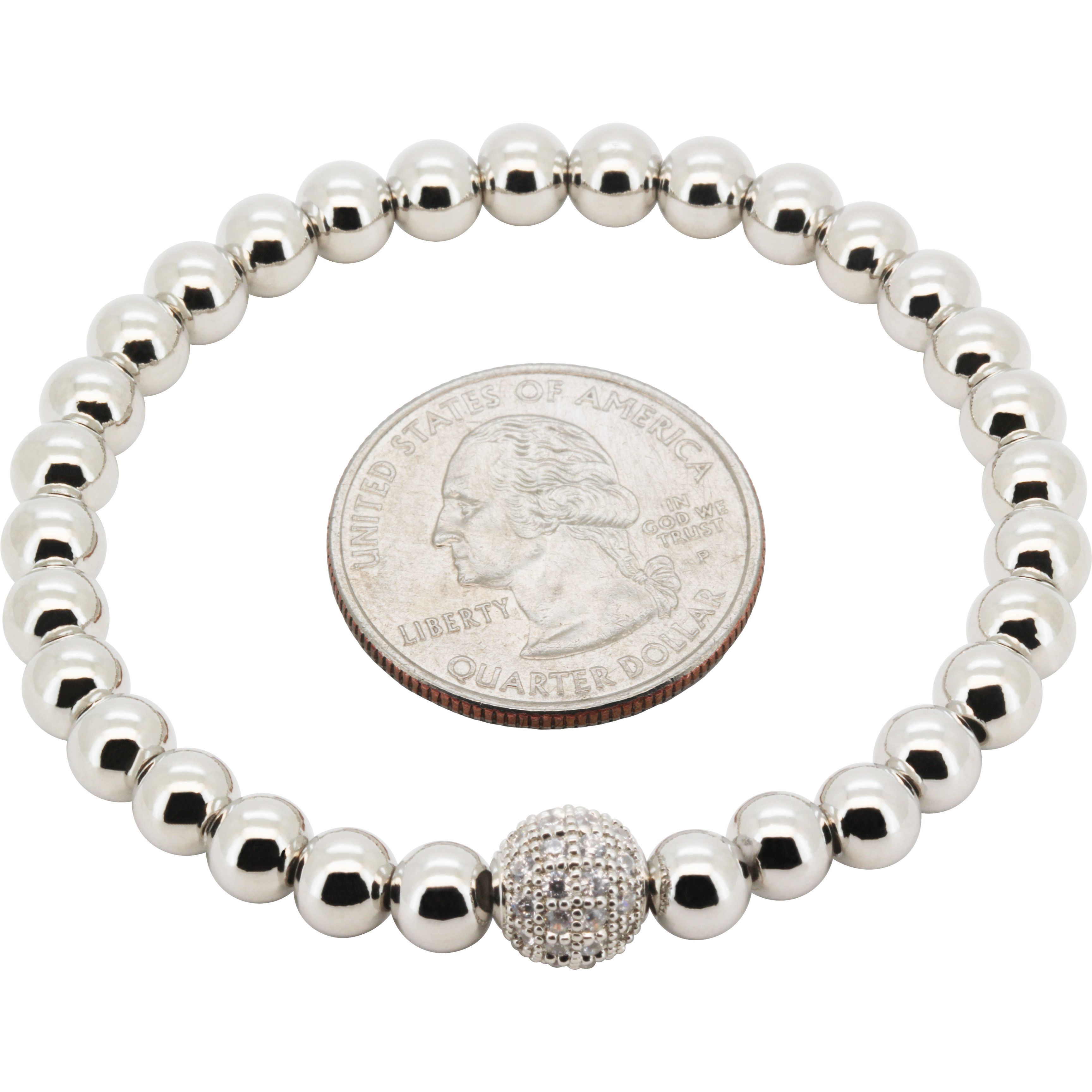 Other 14k GP AAA CZ 8mm Disco Ball Beaded Stretch Bracelet 7" Size ONE SIZE - 1 Preview