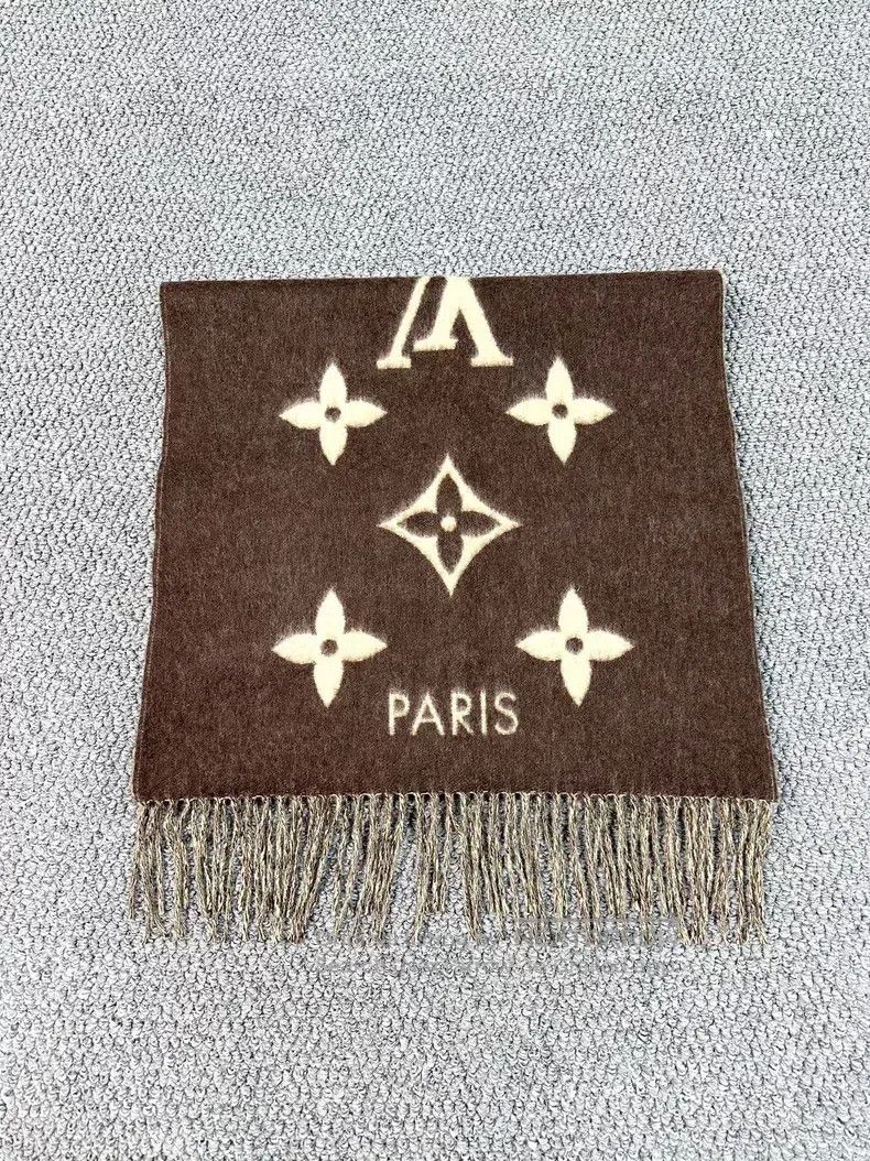 Louis Vuitton Louis Vuitton Brown logo printed double face cashmere scar Size ONE SIZE - 3 Thumbnail