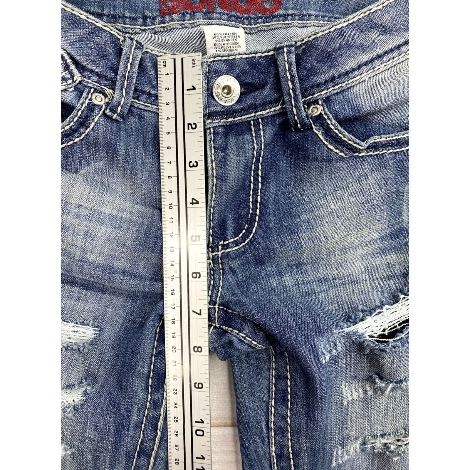 Vintage VINTAGE Bongo Jeans Womens Jr Sz 5 Blue Distressed Denim Low Rise Skinny 90s Girls Clothing Size 27" / US 4 / IT 40 - 3 Thumbnail