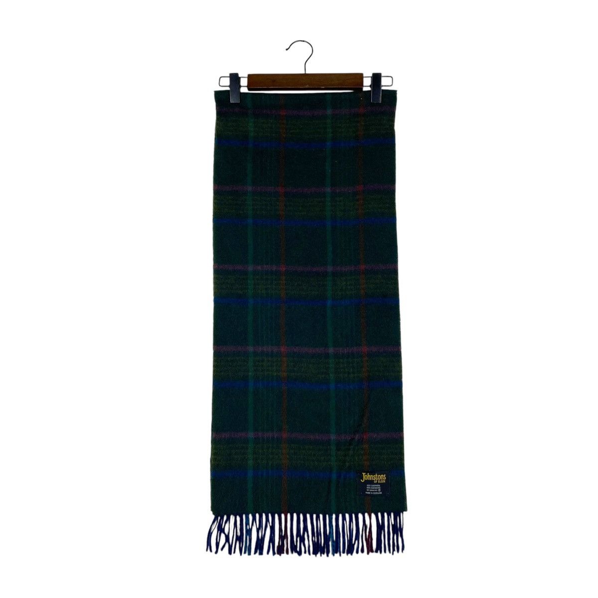 Johnstons Of Elgin Vintage Johnston Of Elgin Green Checked Scarf Muffler Size ONE SIZE - 7 Thumbnail