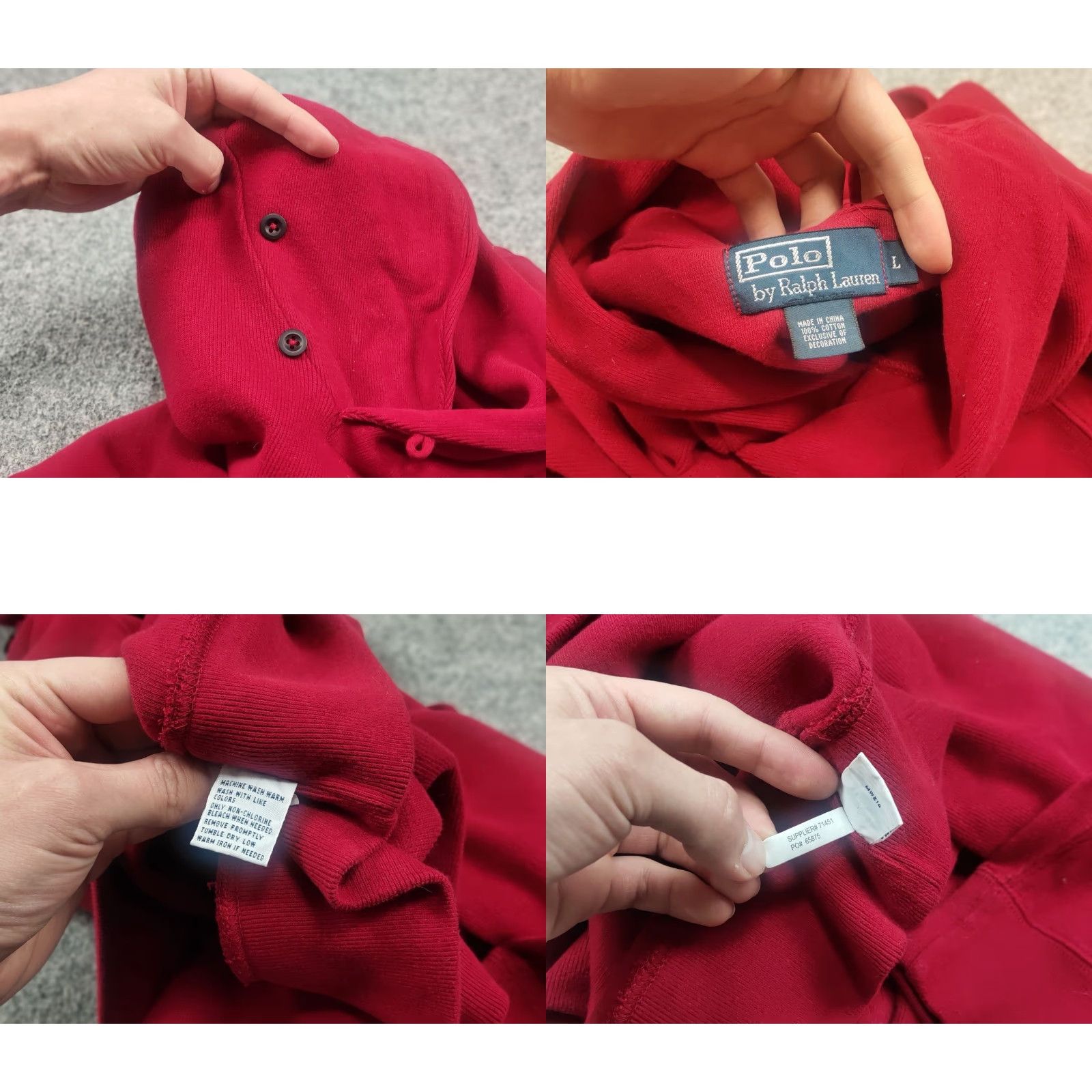 Polo Ralph Lauren VINTAGE Polo Ralph Lauren Red Logo Cotton Half-Buttoned Jumper Pullover Size US L / EU 52-54 / 3 - 8 Thumbnail