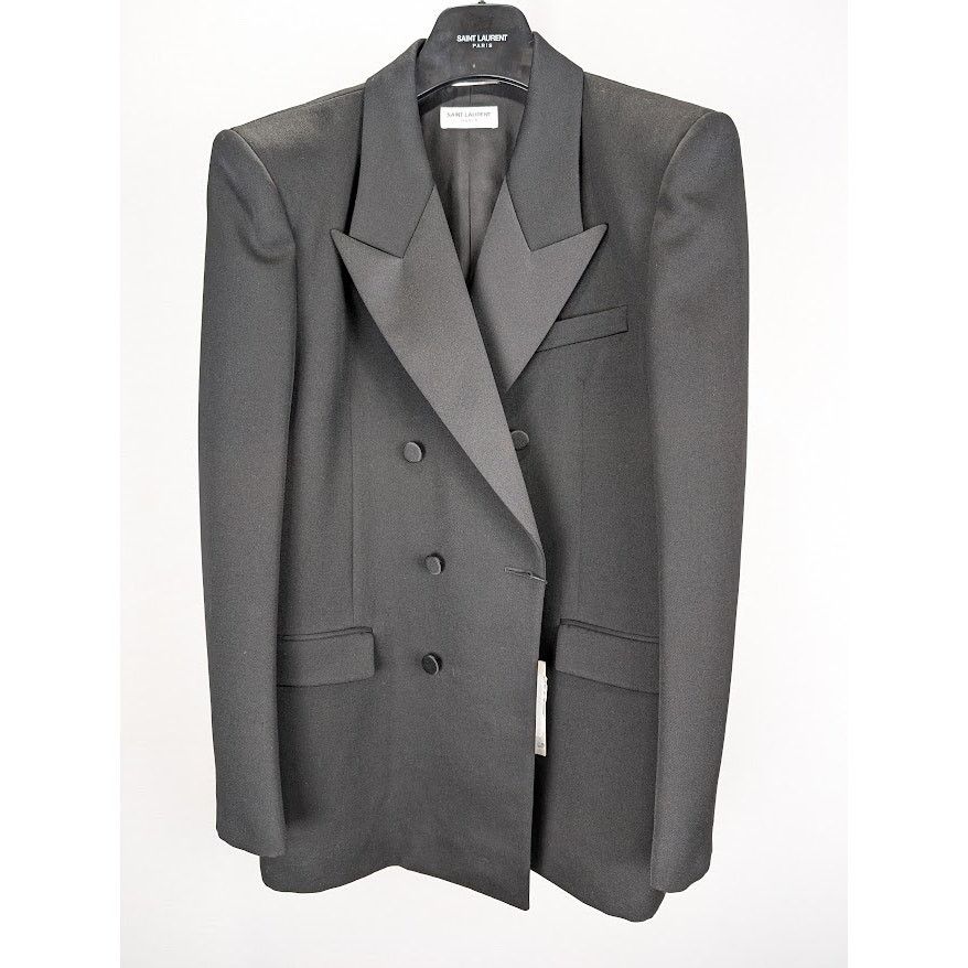 Saint Laurent Paris o1rshd1 Grain De Poudre De Laine Evening Jacket in Noir Size US L / EU 52-54 / 3 - 10 Thumbnail