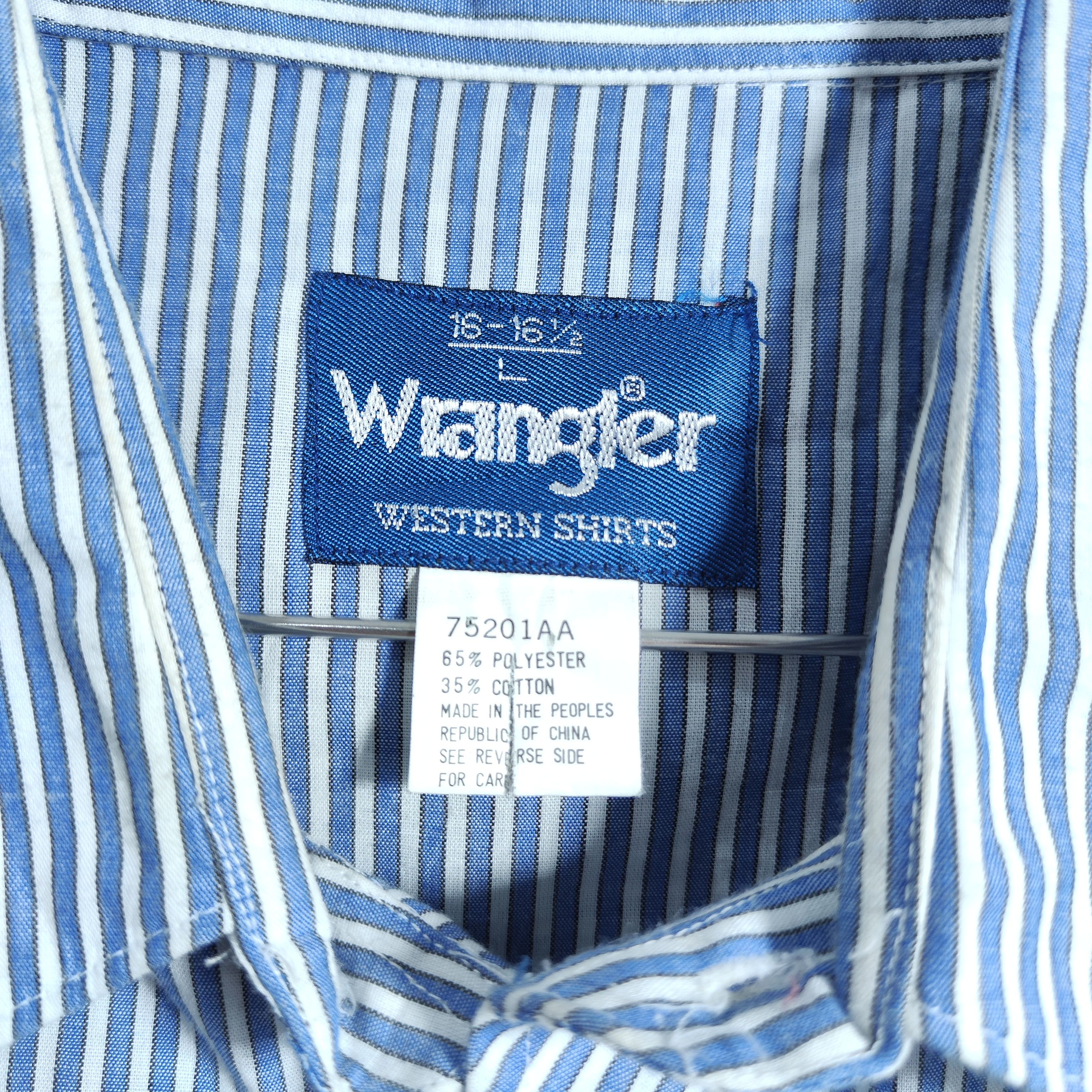 Wrangler Vintage Wrangler Western XL Blue/White Pinstripe Pearl Snap Size US XL / EU 56 / 4 - 5 Thumbnail