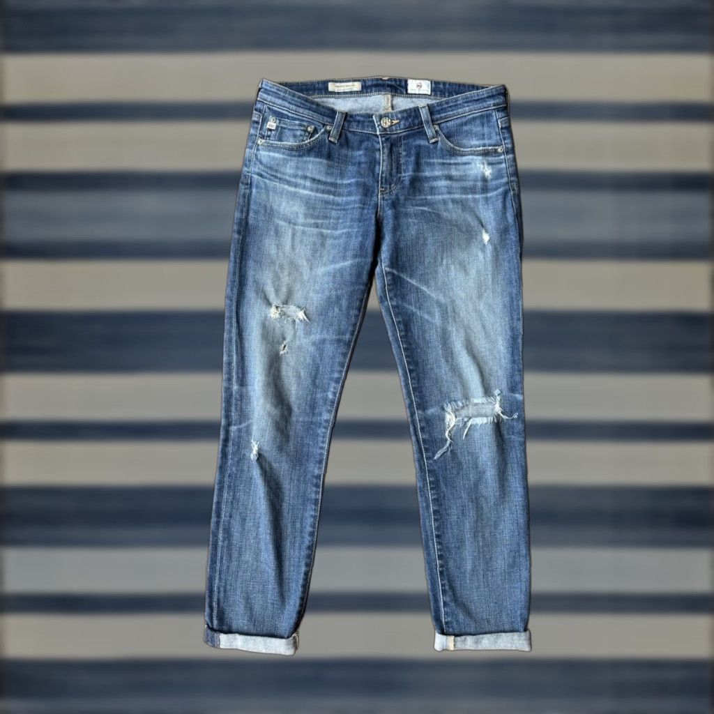 Vintage AG Adriano Goldschmied The Stilt Cigarette Roll-Up Jeans Women's 28 Distressed Jeans Size 28" / US 6 / IT 42 - 1 Thumbnail