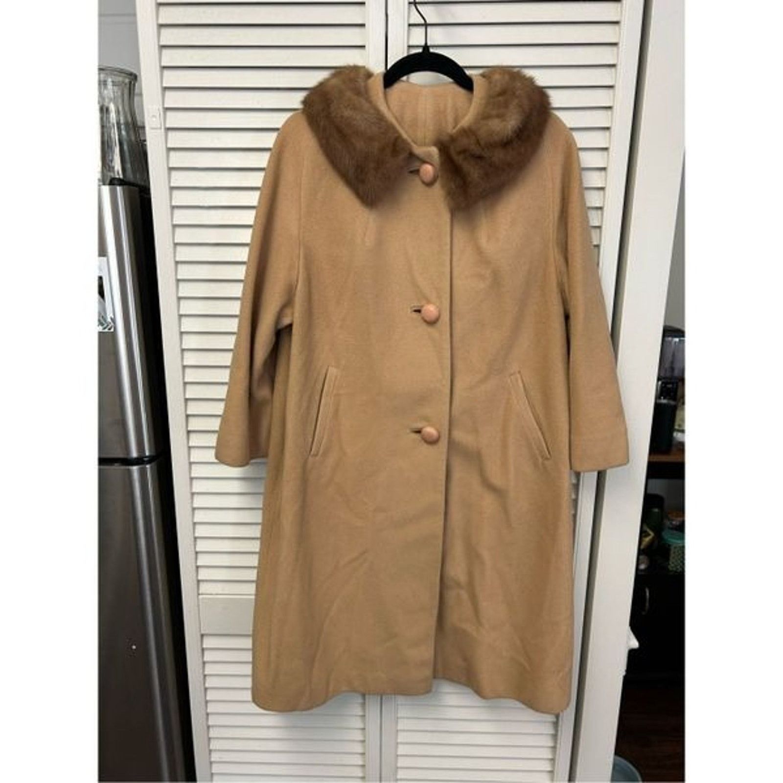 Anthropologie National Board Tan Cashmere Button Fur-Lined Coat Size 38 Size M / US 6-8 / IT 42-44 - 4 Thumbnail