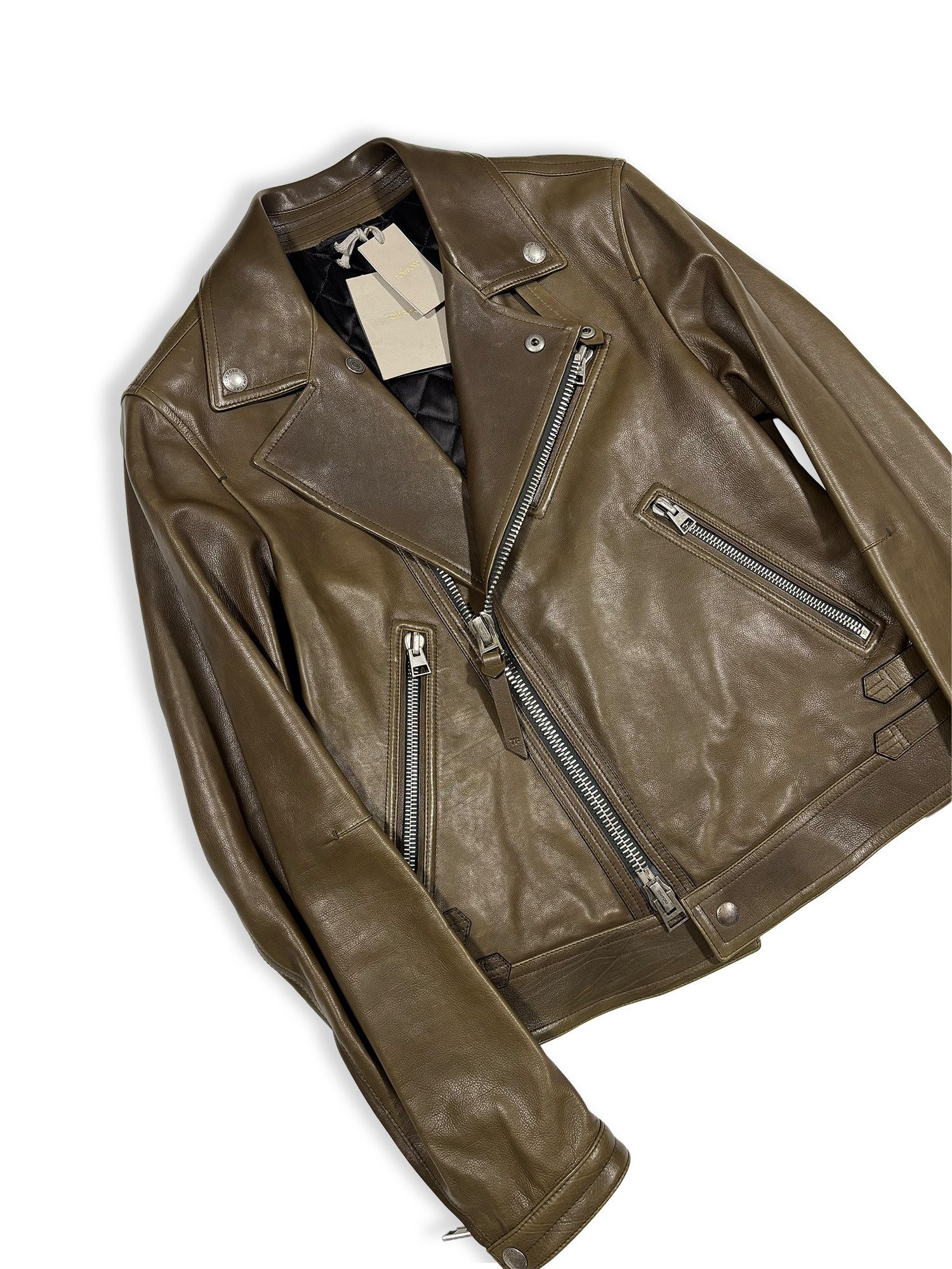 Tom Ford TOM FORD Grain Leather Biker Jacket Brown Size 48 NWT Size US M / EU 48-50 / 2 - 6 Thumbnail