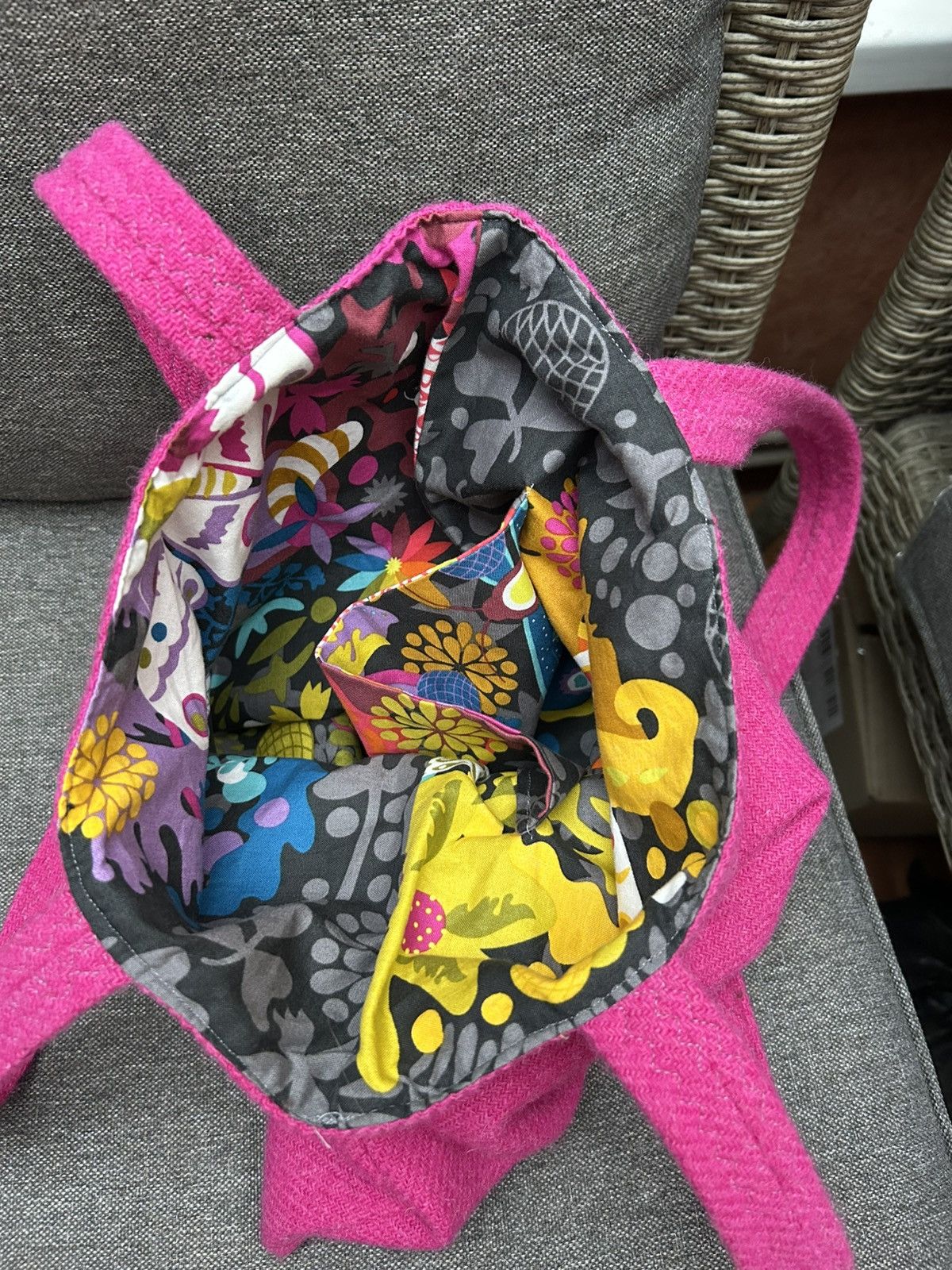 Harris Tweed Harris Tweed Floral Lining Tote Bag Magenta Pink Size ONE SIZE - 4 Thumbnail