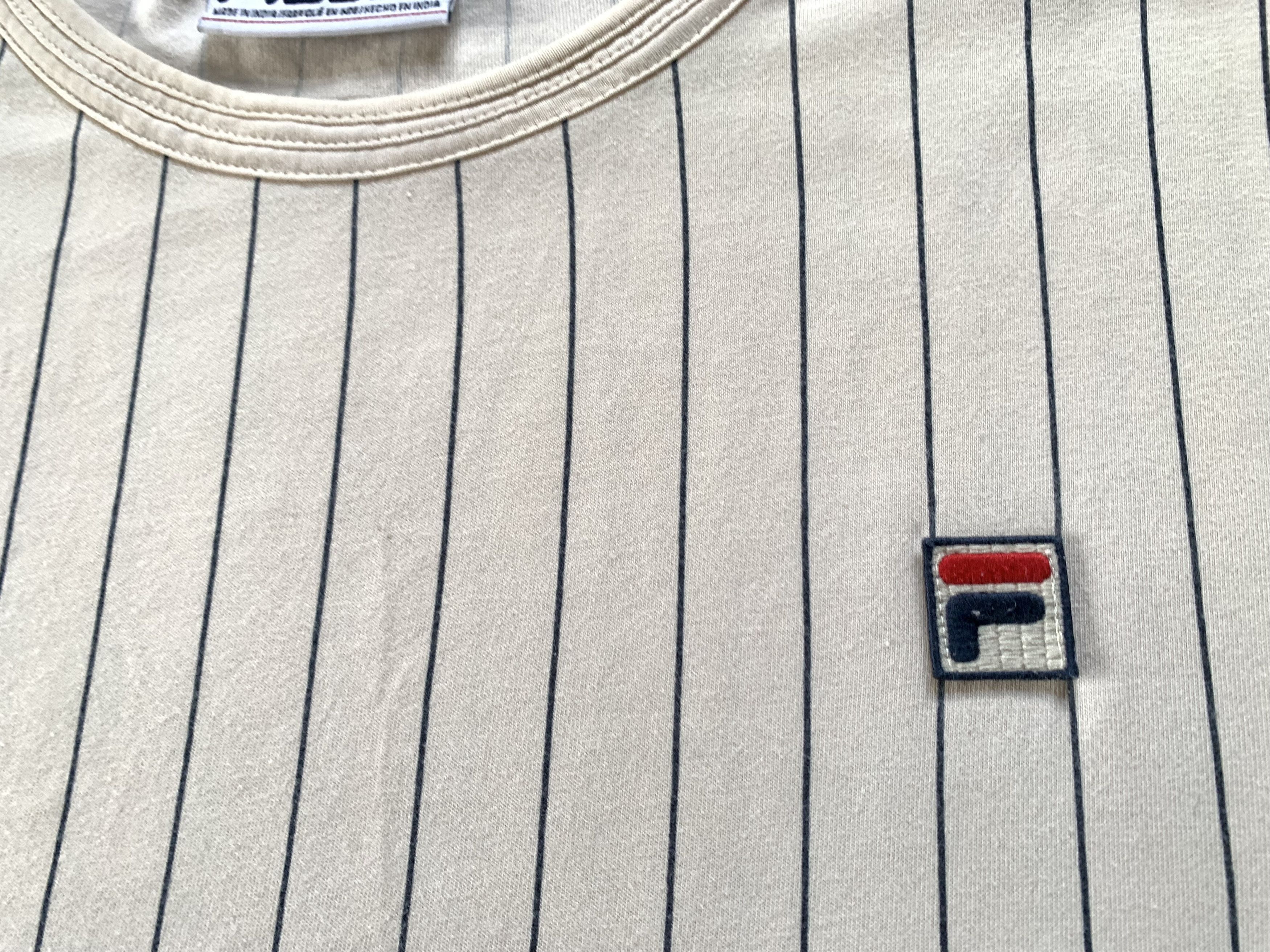 Fila Fila Mens Beige Stripe Cotton T Shirt Size US L / EU 52-54 / 3 - 5 Thumbnail