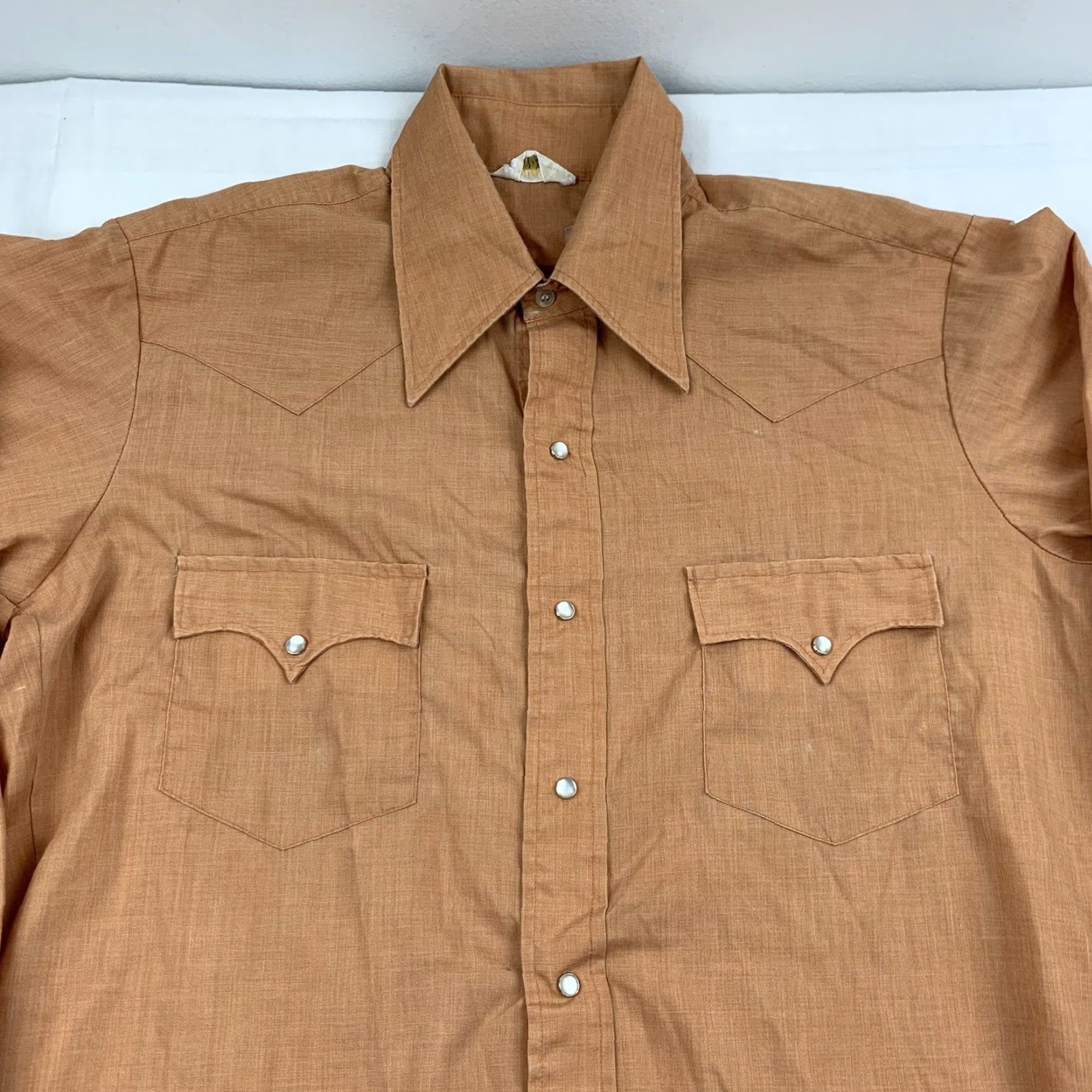 Vintage Vintage Permanent Press Western Shirt Adult Large Long Sleeve Snap Closure Orange Casual 80s Cowboy Outdoors Men Size US L / EU 52-54 / 3 - 2 Thumbnail