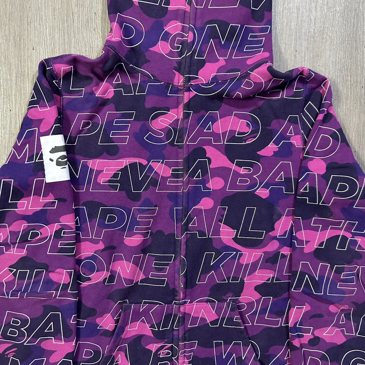 Bape BAPE Text Purple Camo Full Zip Hoodie Size S / US 4 / IT 40 - 2 Thumbnail