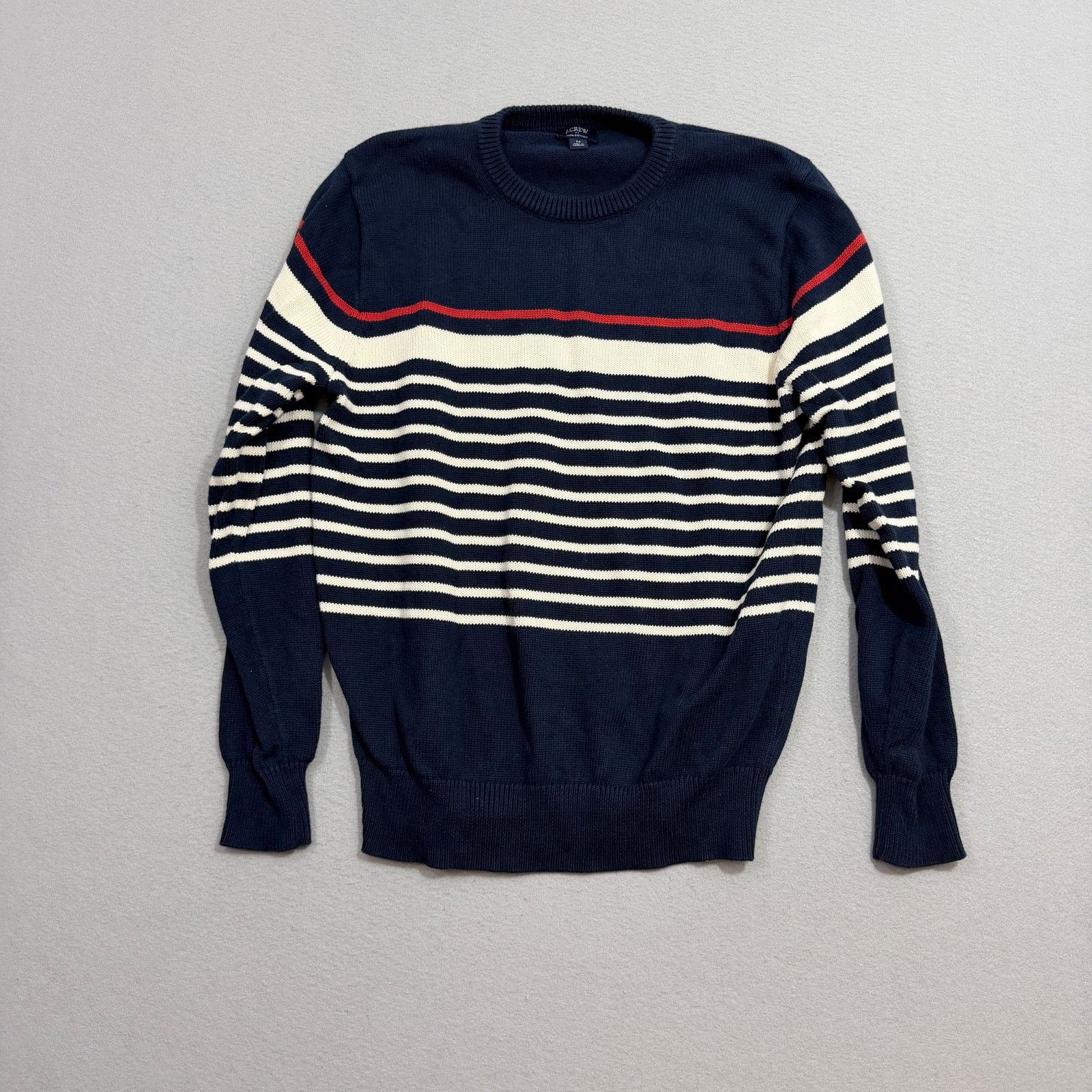 J.Crew J Crew Striped Cotton Sweater Men's Medium Navy Blue White Size US M / EU 48-50 / 2 - 1 Thumbnail