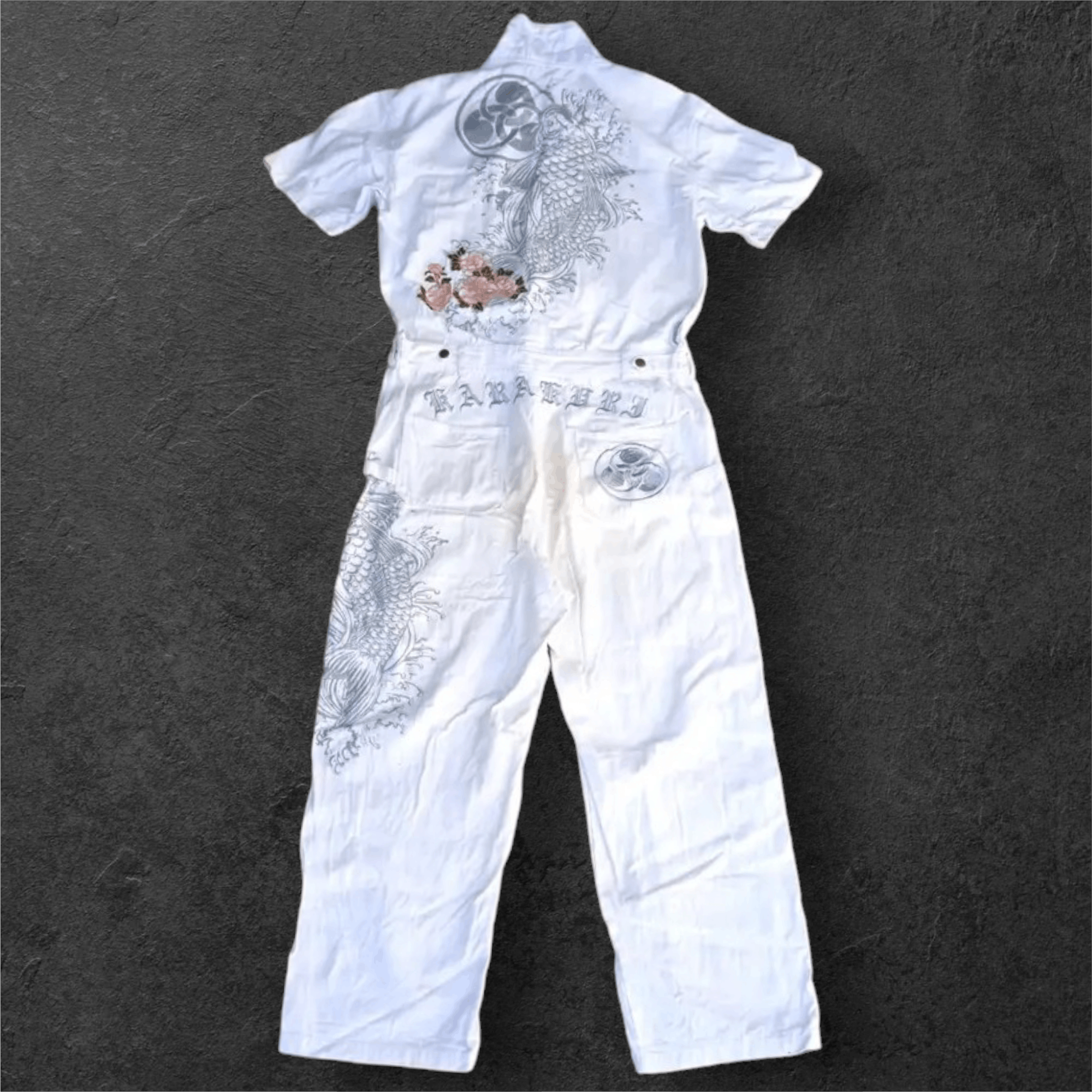 Karakuri Tamashii Karakuri Tamashi Koi Fish Embroidery Dirty Overalls Size US 32 / EU 48 - 3 Thumbnail