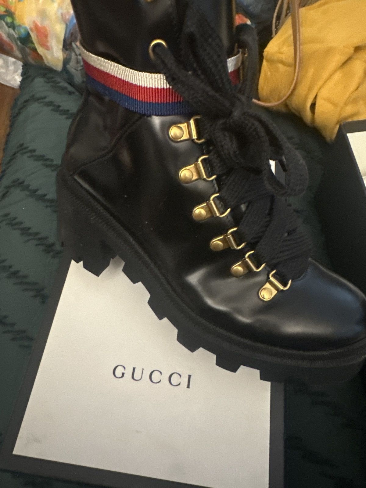 Gucci Leather Ankle Booth with Sylvie Web Size US 6 / IT 36 - 6 Thumbnail