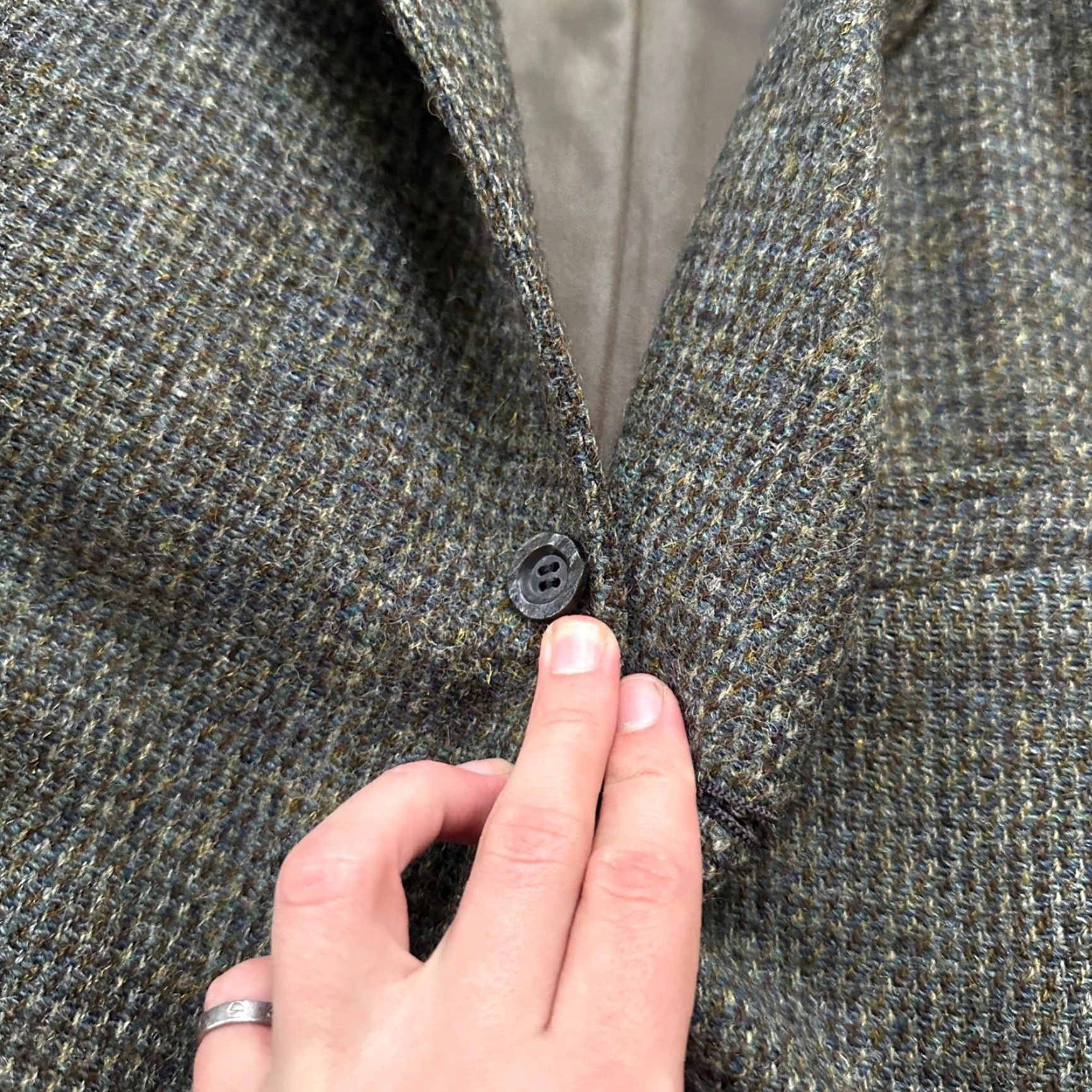 Harris Tweed Vintage Harris Tweed Men's Blazer Jacket 42 Wool Single-Breasted Gray 70s Sports Size 42R - 6 Thumbnail