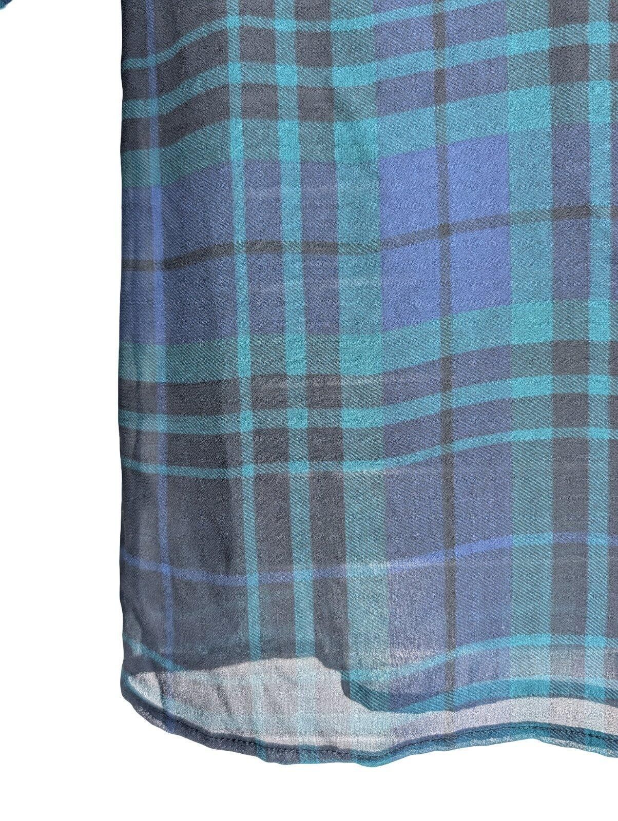 Other A New Day Blouse Women S Split Neck Sheer Plaid Navy Green Size S / US 4 / IT 40 - 5 Thumbnail
