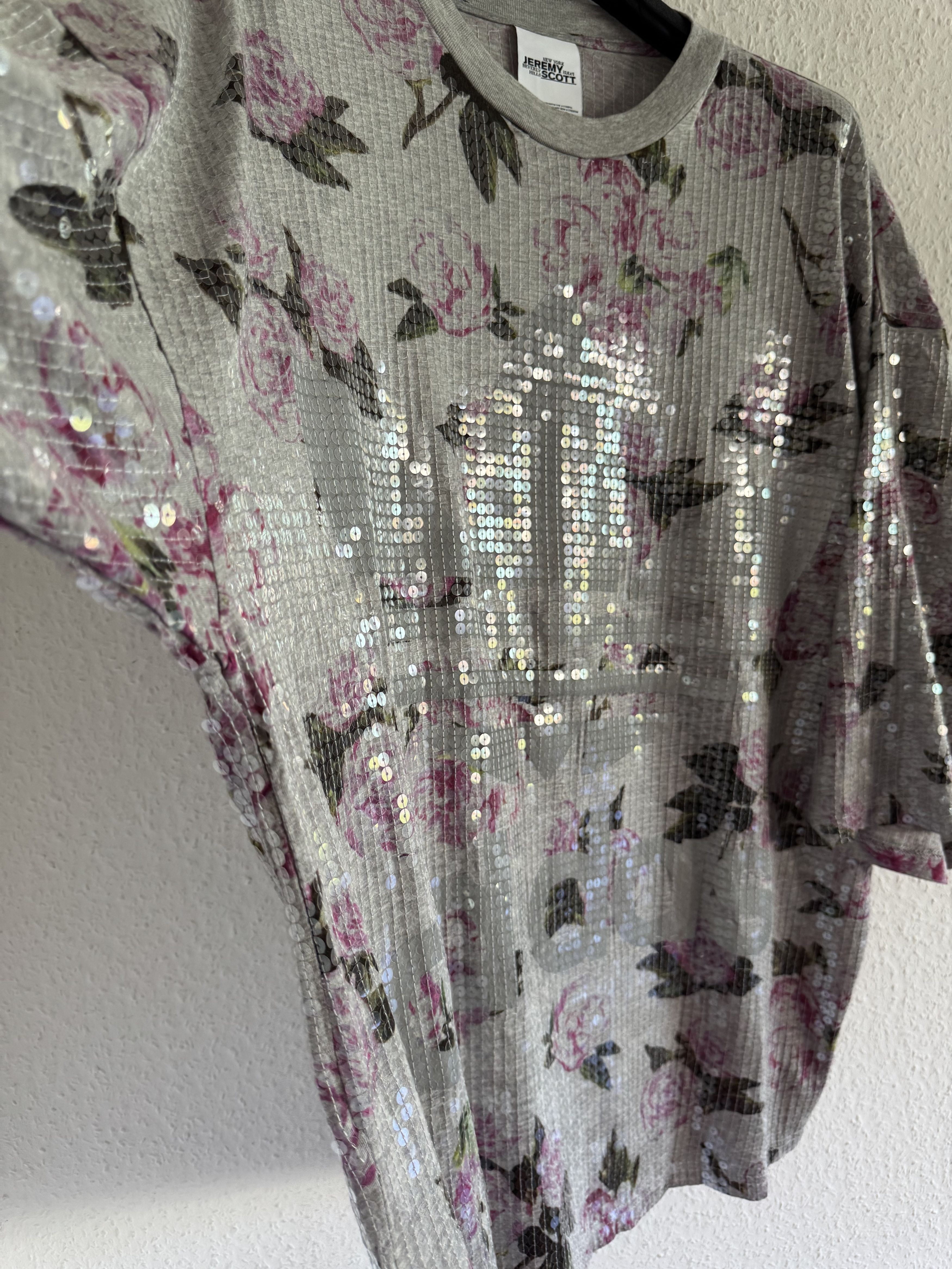 Adidas × Jeremy Scott Sequin Floral Oversized Long Shirt Dress Size US XXL / EU 58 / 5 - 5 Thumbnail
