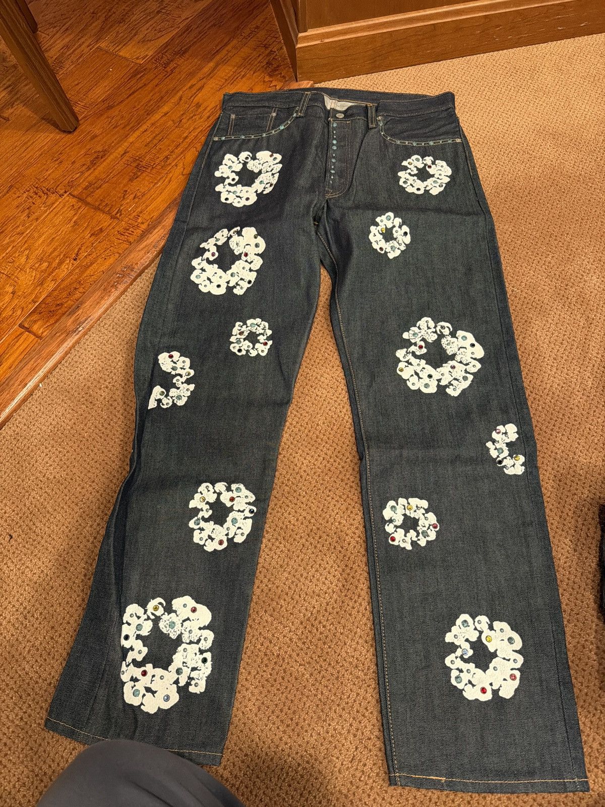 DENIM TEARS Denim tears rhinestone raw jeans Size US 36 / EU 52 - 1 Thumbnail