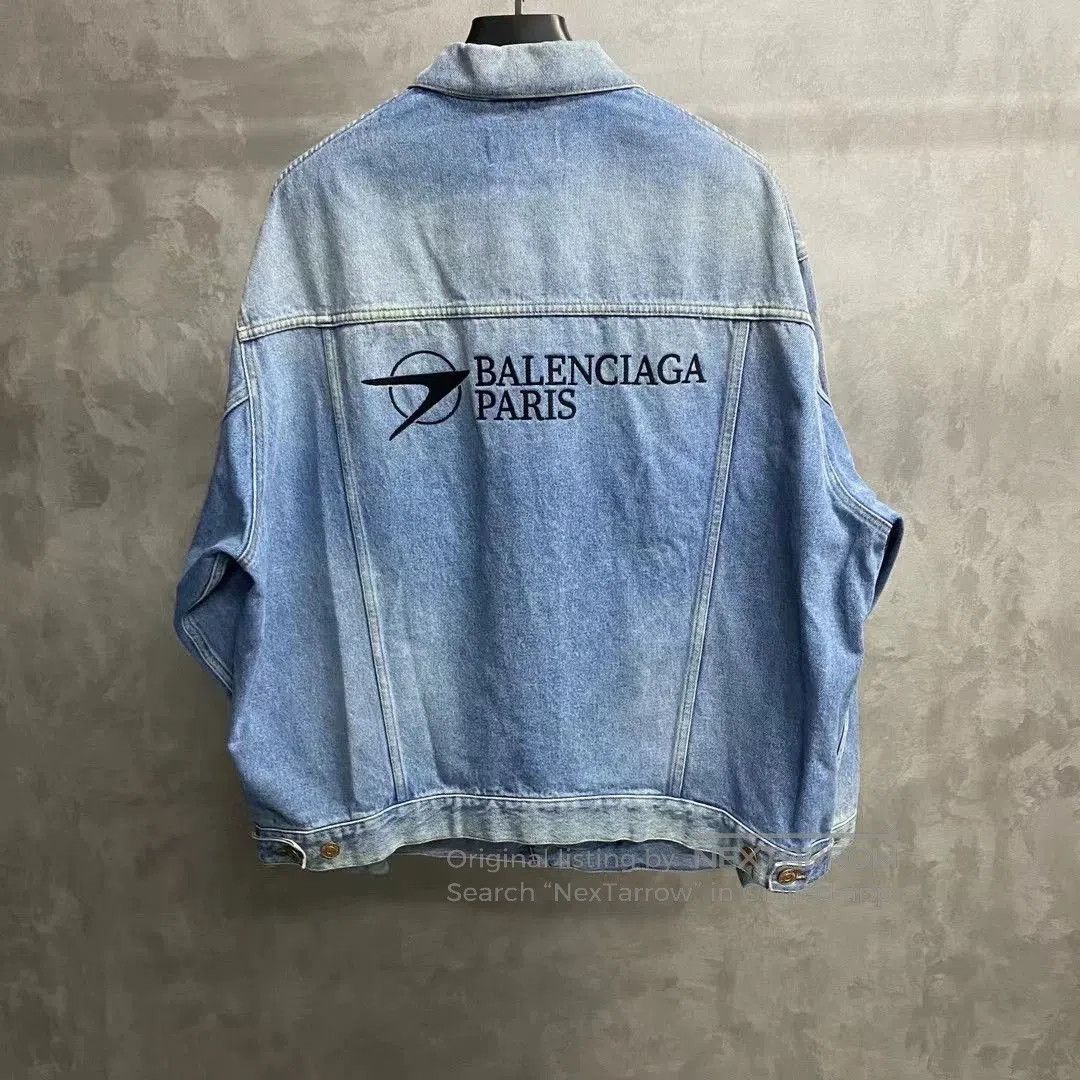 Balenciaga Balenciaga Blue Embroidered Logo Denim Jacket. Size US XS / EU 42 / 0 - 2 Thumbnail