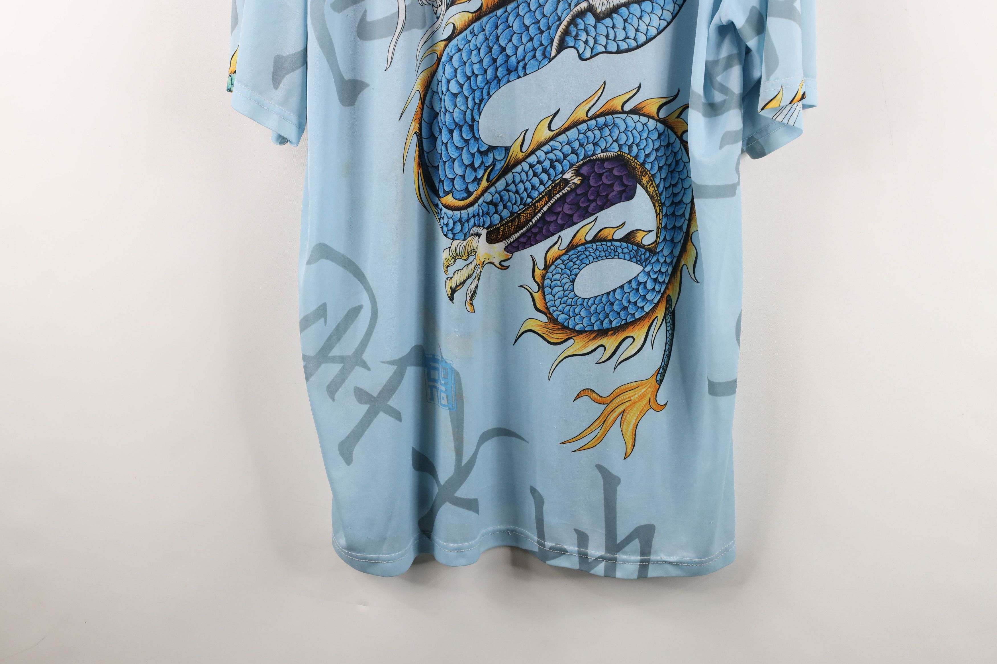 Vintage Vintage 90s Y2K Streetwear All Over Print T-Shirt Blue Size US XXL / EU 58 / 5 - 3 Thumbnail