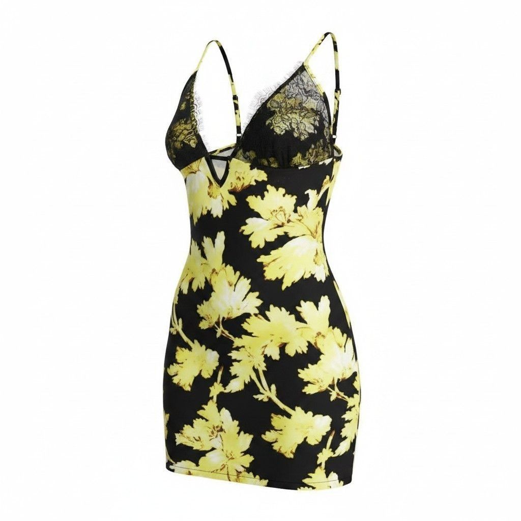 Other ASOS DESIGN Petite Cami lace bust mini dress in gold floral Size S / US 4 / IT 40 - 1 Thumbnail