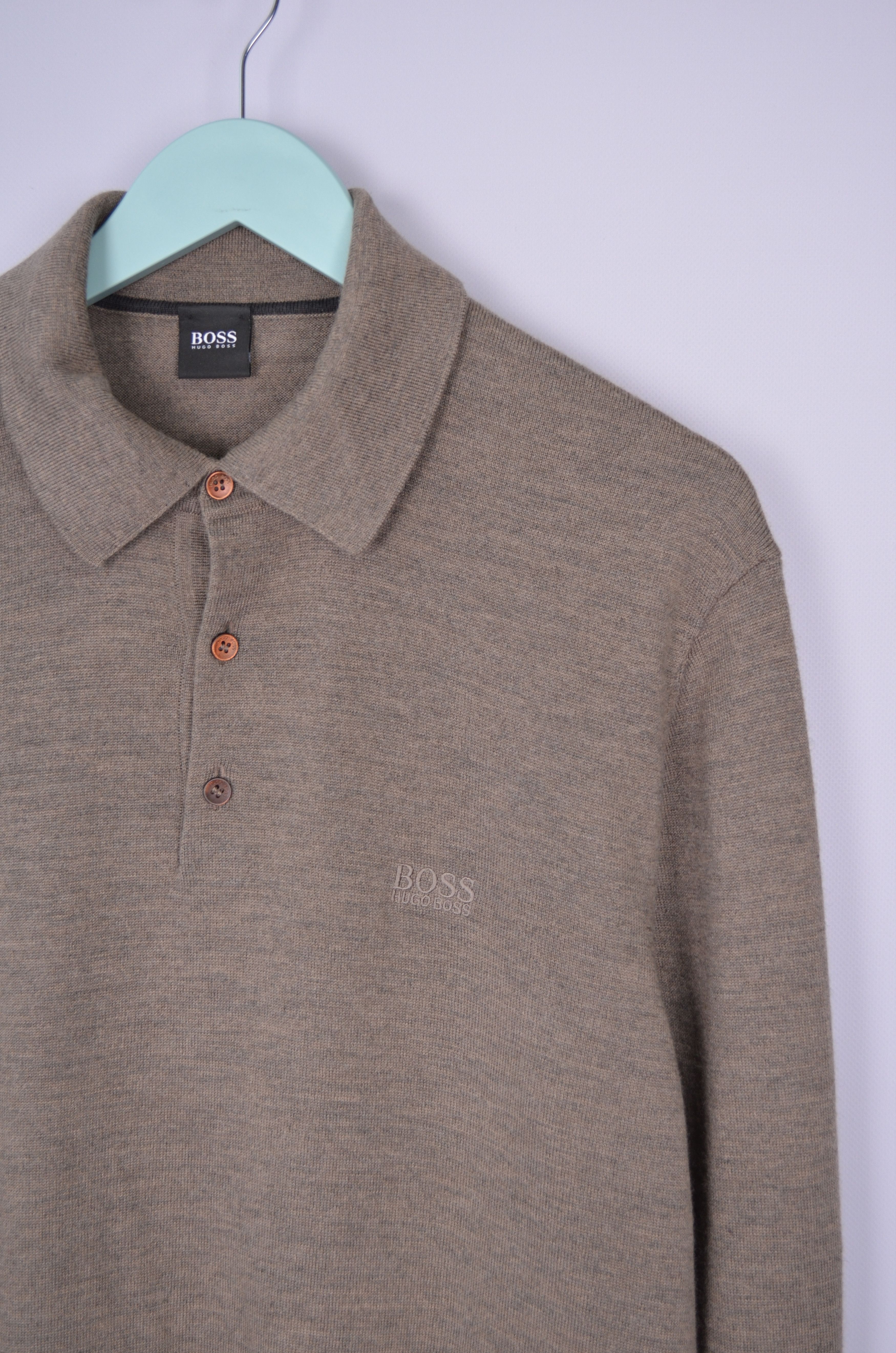 Designer × Hugo Boss Hugo Boss Brown Wool Knit Polo Neck Sweater Jumper Size L Size US L / EU 52-54 / 3 - 3 Thumbnail