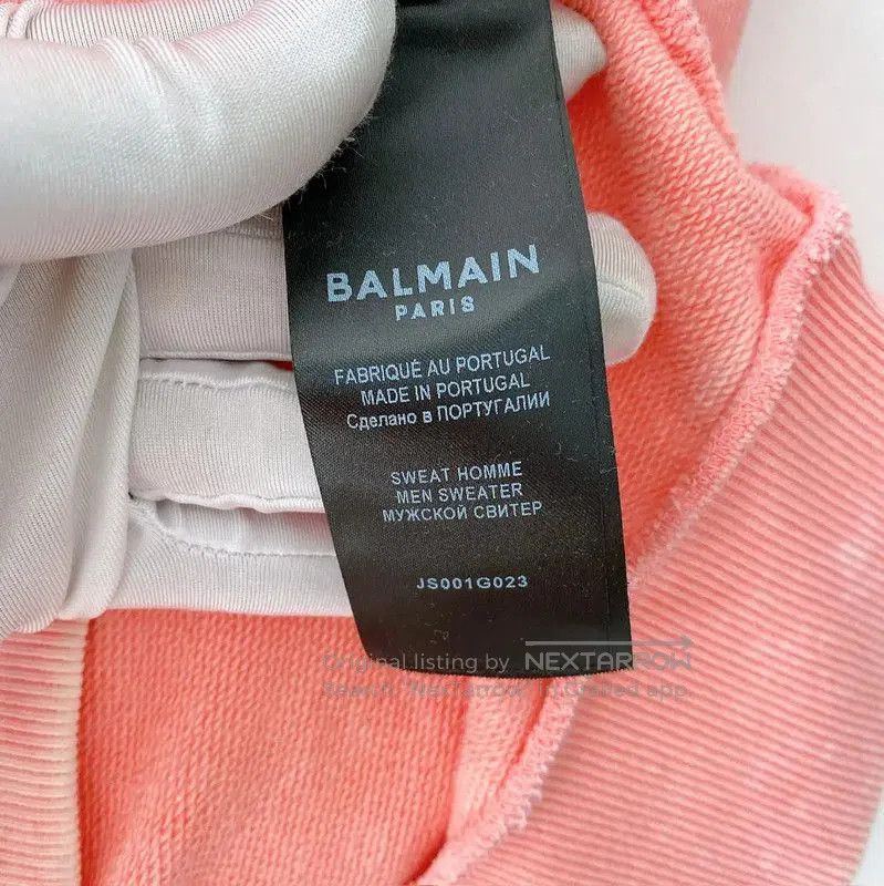Balmain Balmain Pink Cotton Graphic Long Sleeve Sweatshirt . Size XS / US 0-2 / IT 36-38 - 8 Thumbnail