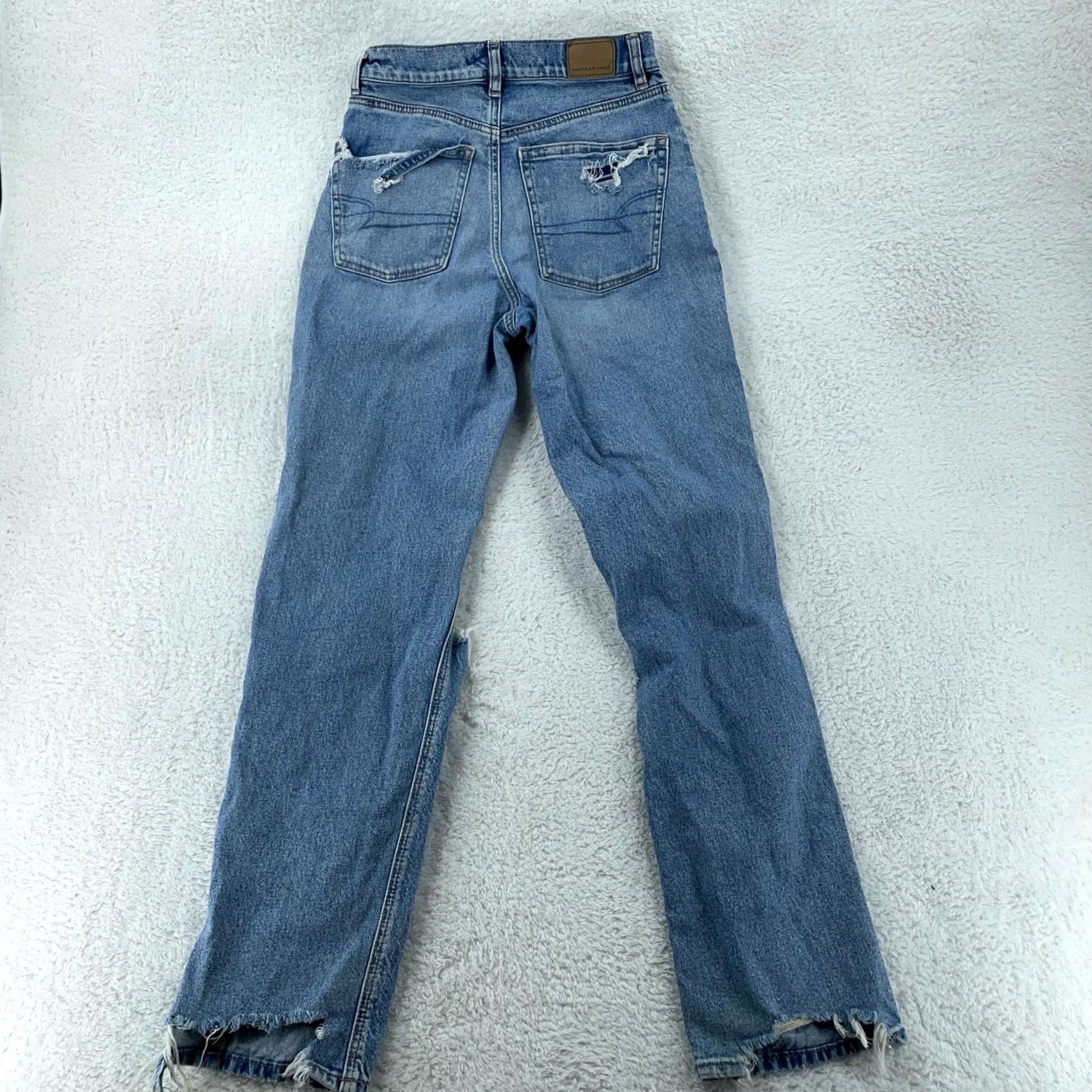 American Eagle Outfitters American Eagle Outfitters Jeans Womens 2 High Rise Baggy Straight Distressed Pockets Denim Blue 30in Inseam Cotton Spandex Zip Womens Size 26" / US 2 / IT 38 - 4 Thumbnail