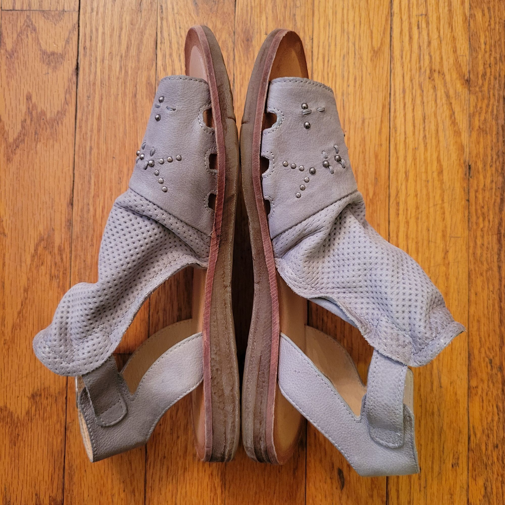 Vintage Miz Mooz 41 Gray Leather Sandals Studded Detail Ankle Size US 11 / IT 41 - 5 Thumbnail
