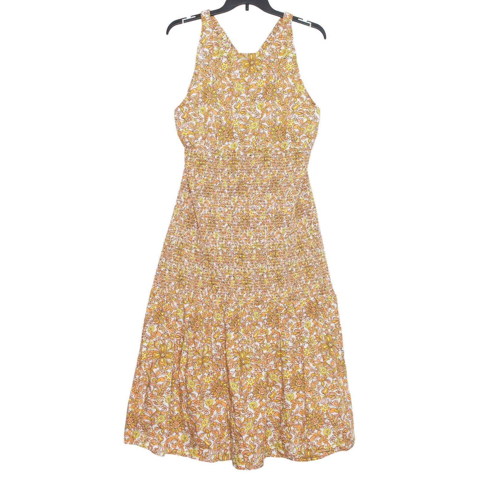 J.Crew J Crew Collection Smocked Maxi Dress Floral Orange 20 Resort Size 3XL / US 20-22 - 1 Thumbnail