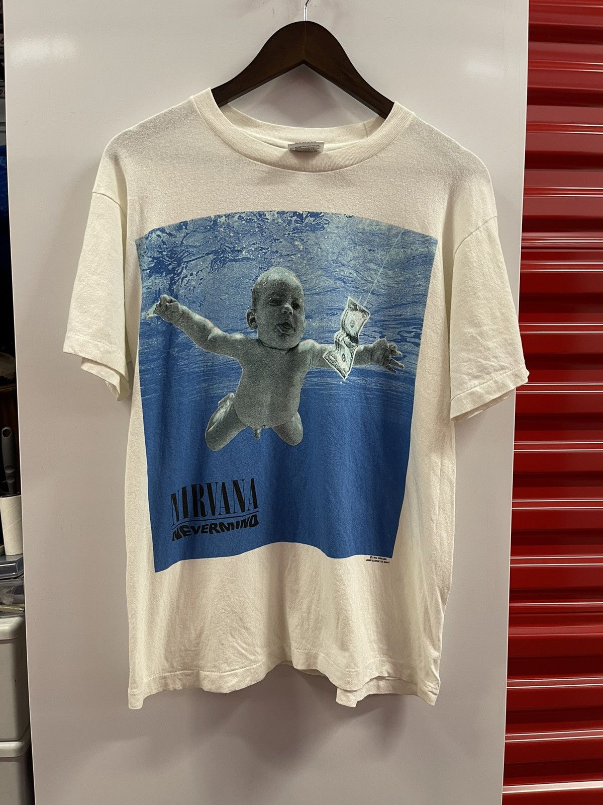 image of Band Tees x Rock Tees 1992 Nirvana Nevermind Kurt Cobain Boot Grunge Rock Band Tee in White (Size L