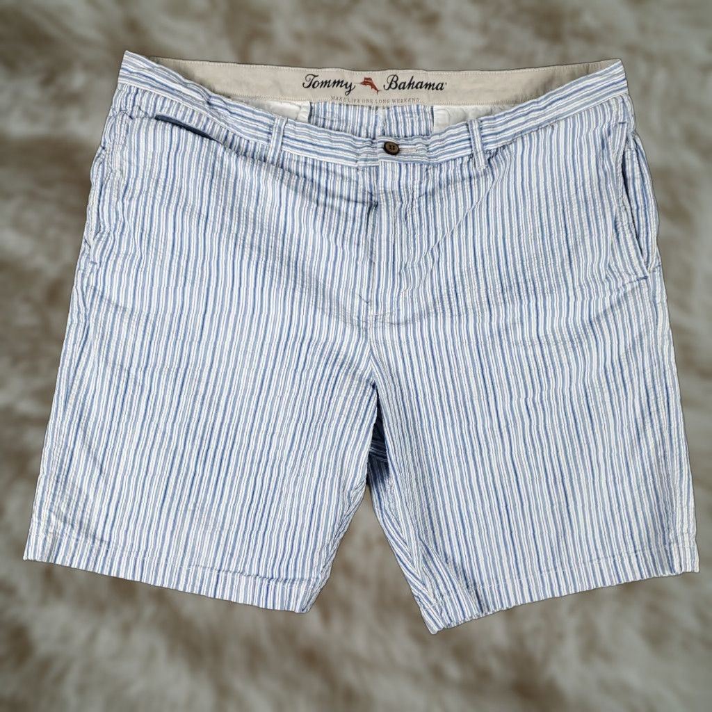 Tommy Bahama VINTAGE Tommy Bahama Shorts Men Size 42 Blue Striped Seersucker Flat Front Chino Size US 42 / EU 58 - 1 Thumbnail
