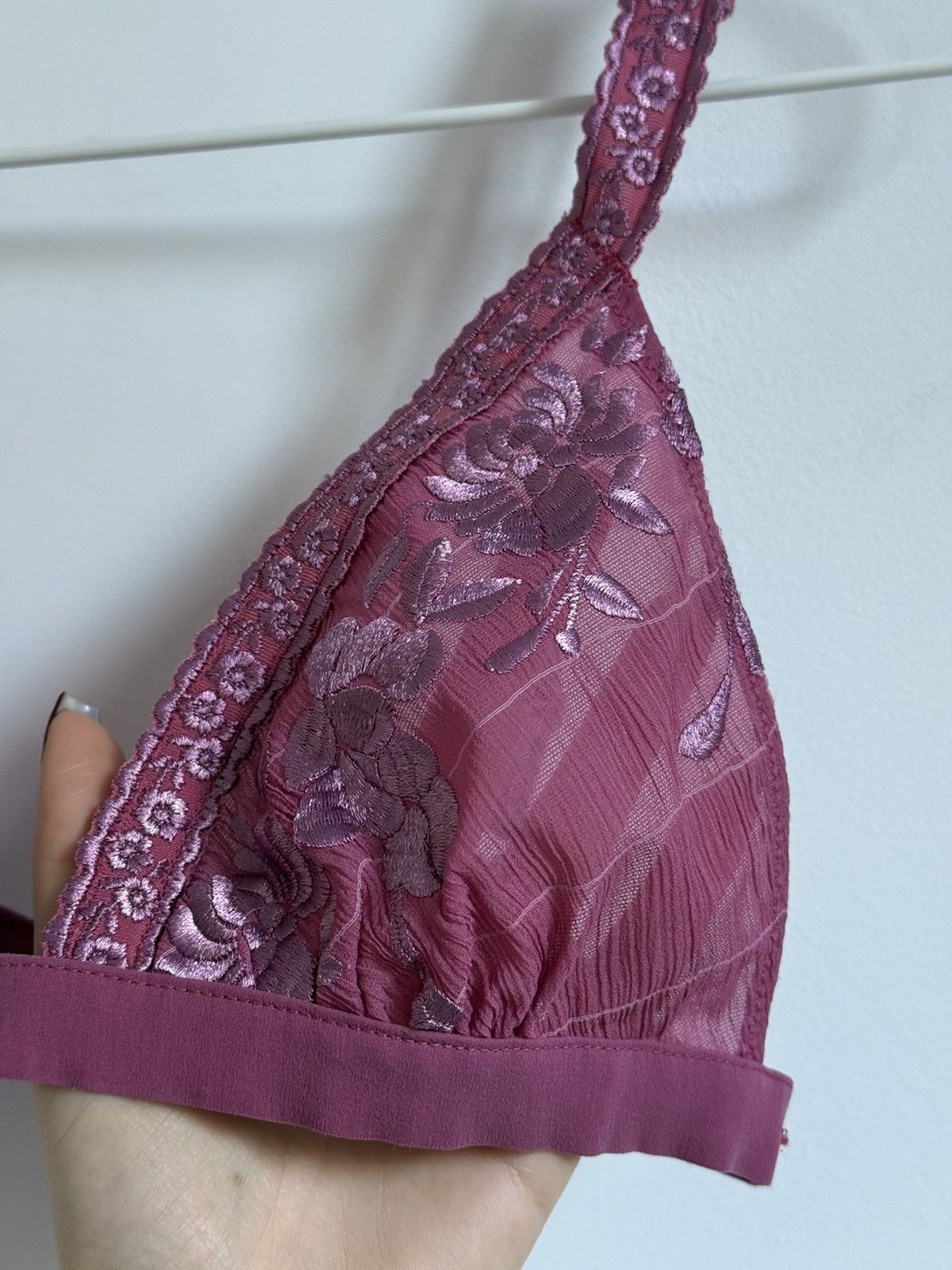 Dior × Vintage Christian Dior Vintage Silk Floral Bra in Pink Size ONE SIZE - 4 Thumbnail