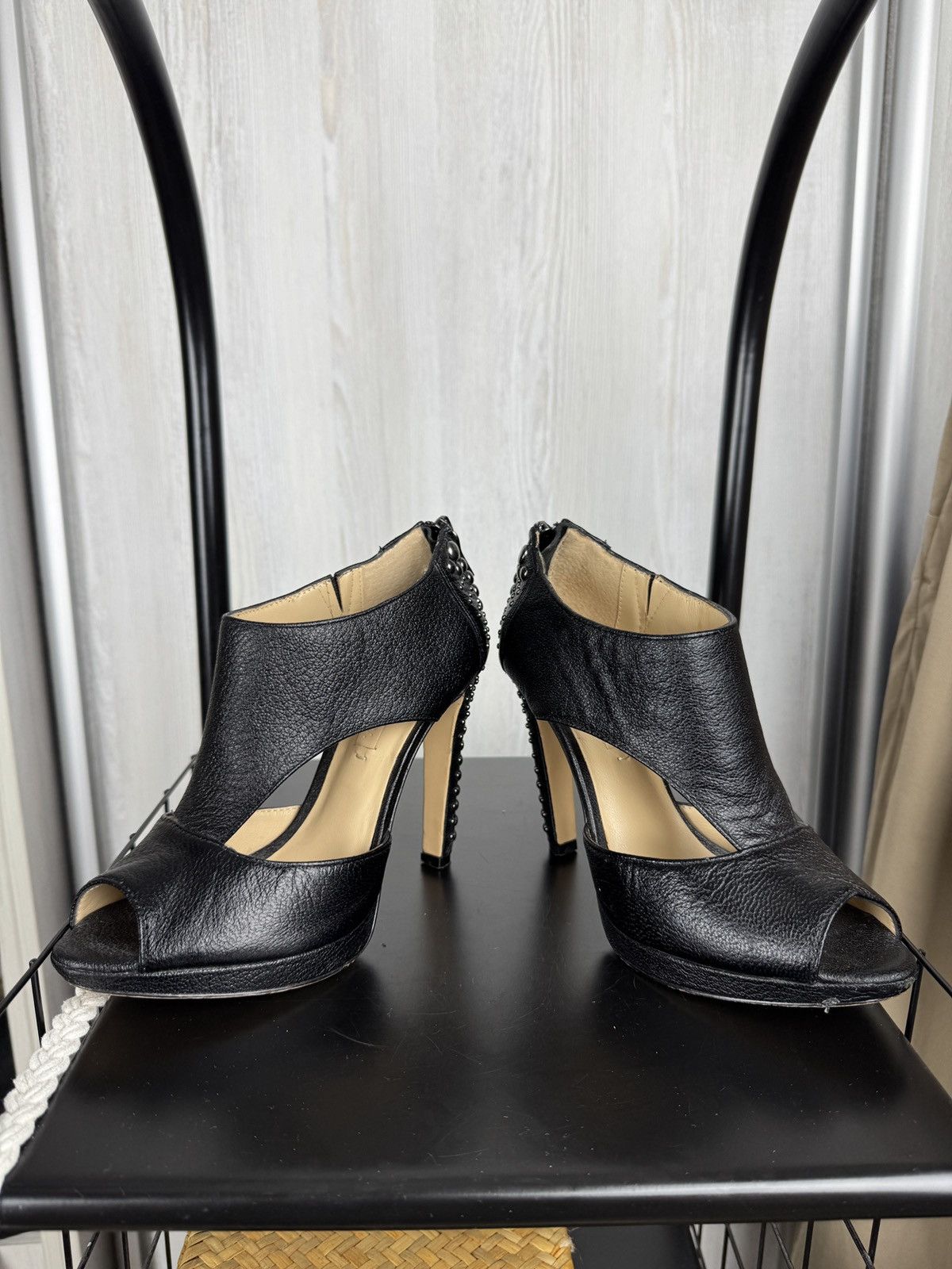Bcbgmaxazria × Genuine Leather BCBG MaxAzria ILMA Black leather Heels Size US 7 / IT 37 - 12 Thumbnail