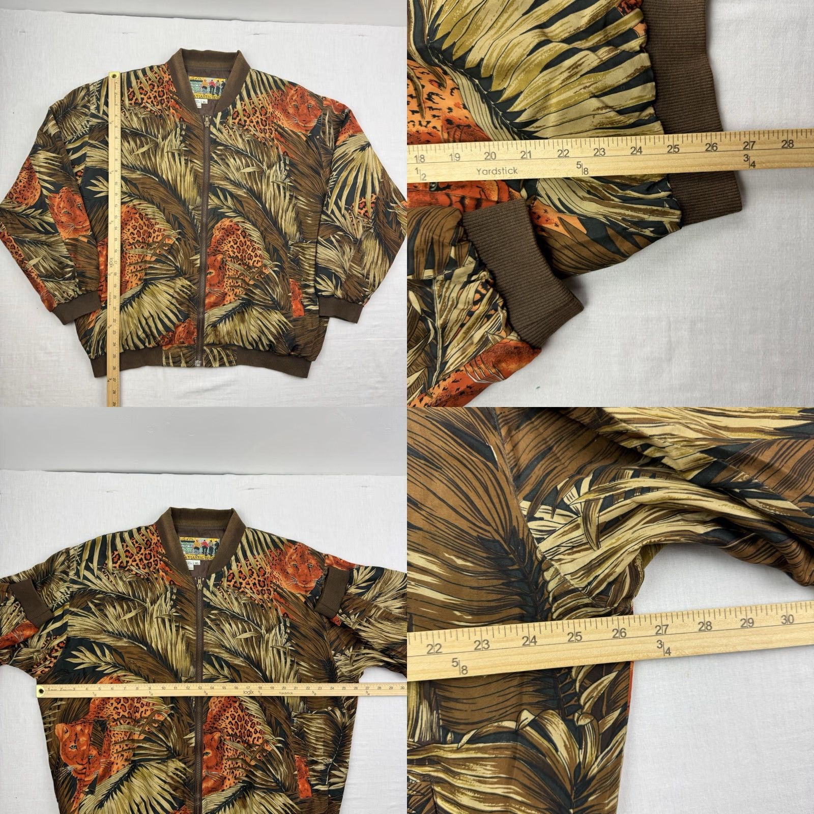 Vintage VINTAGE Atlantic Beach Cheetah African Silk Jacket Womens XL Brown 90s Animals Nature 100% Silk Zip Long Sleeve Size XL / US 12-14 / IT 48-50 - 8 Thumbnail