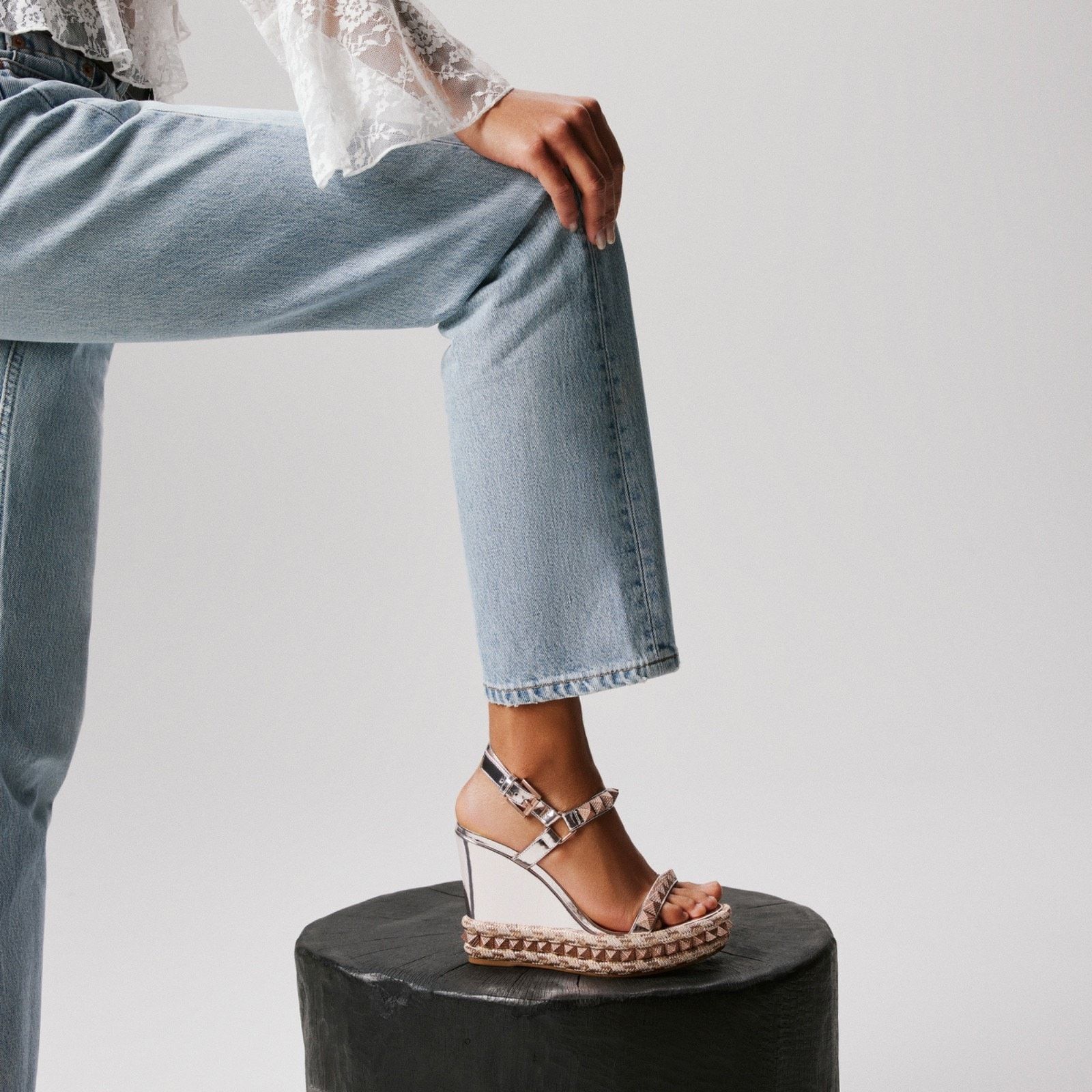 Christian Louboutin Pyraclou 110 Rose Gold Pink Platform