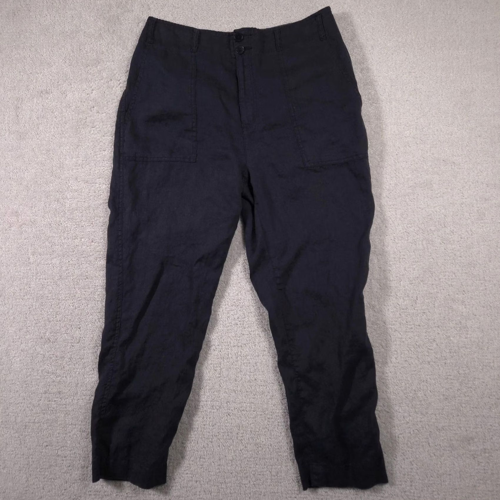 Ralph Lauren Lauren Ralph Lauren Pants Womens 10 Navy Linen High Rise Ankle Tapered Leg Size 32" / US 10 / IT 46 - 2 Thumbnail