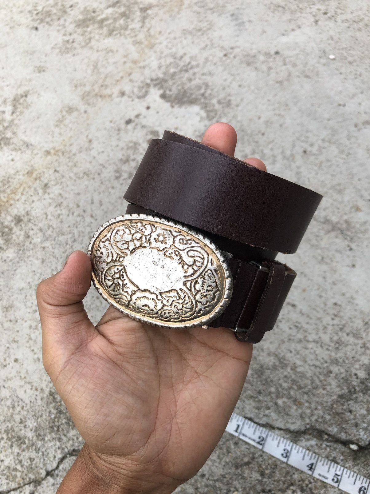 Leather LEATHER BUCKLE BELT Size 34 - 1 Thumbnail
