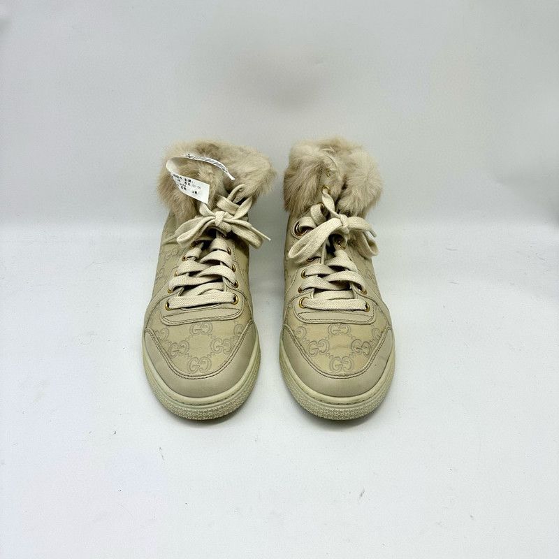 Gucci Monogram High-Top Sneakers in Light Gray 0079