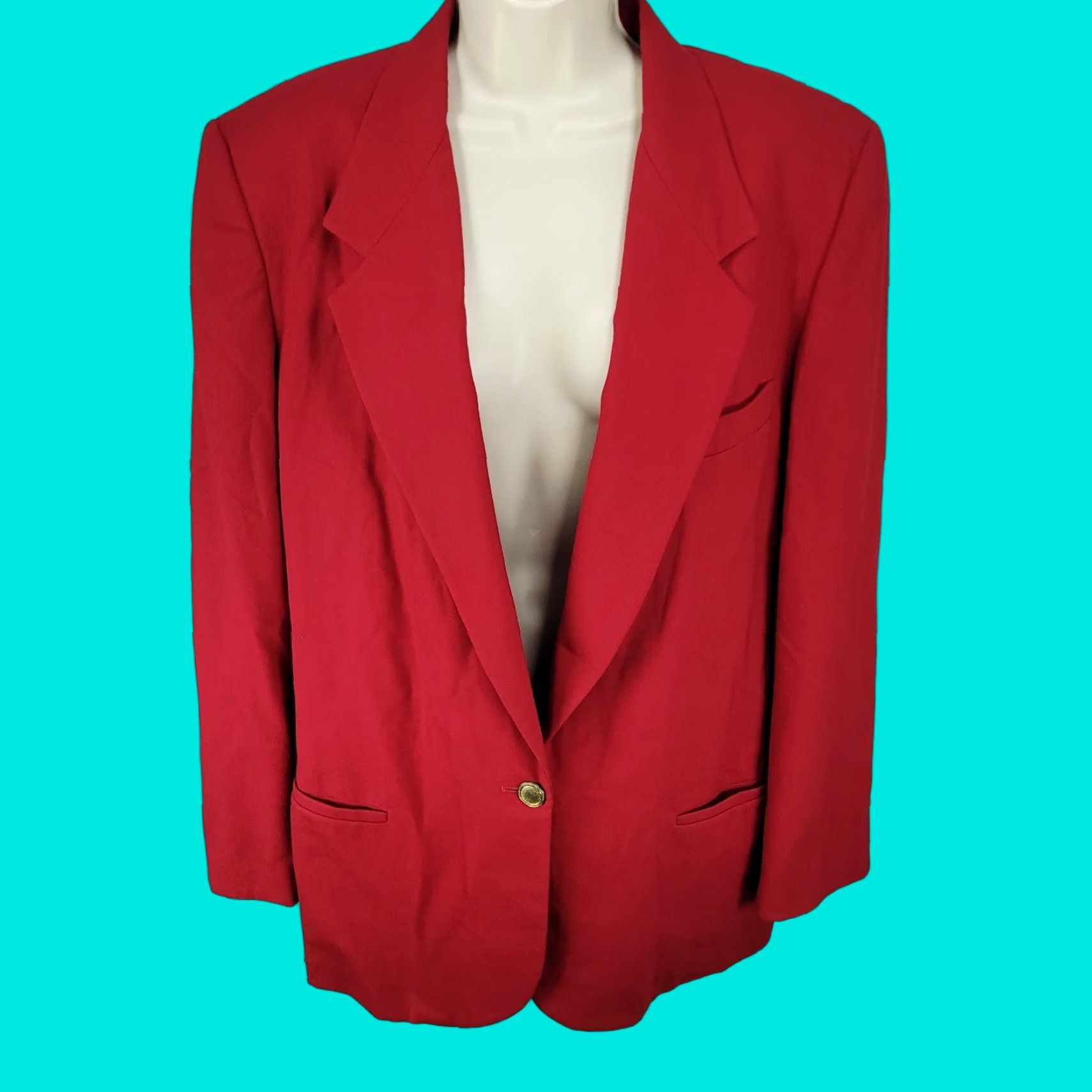 Talbots VINTAGE Talbots Women's Blazer Jacket - Red 100% Wool Classic Fit Size 16 USA Made Size XXL / US 16-18 / IT 52-54 - 1 Thumbnail