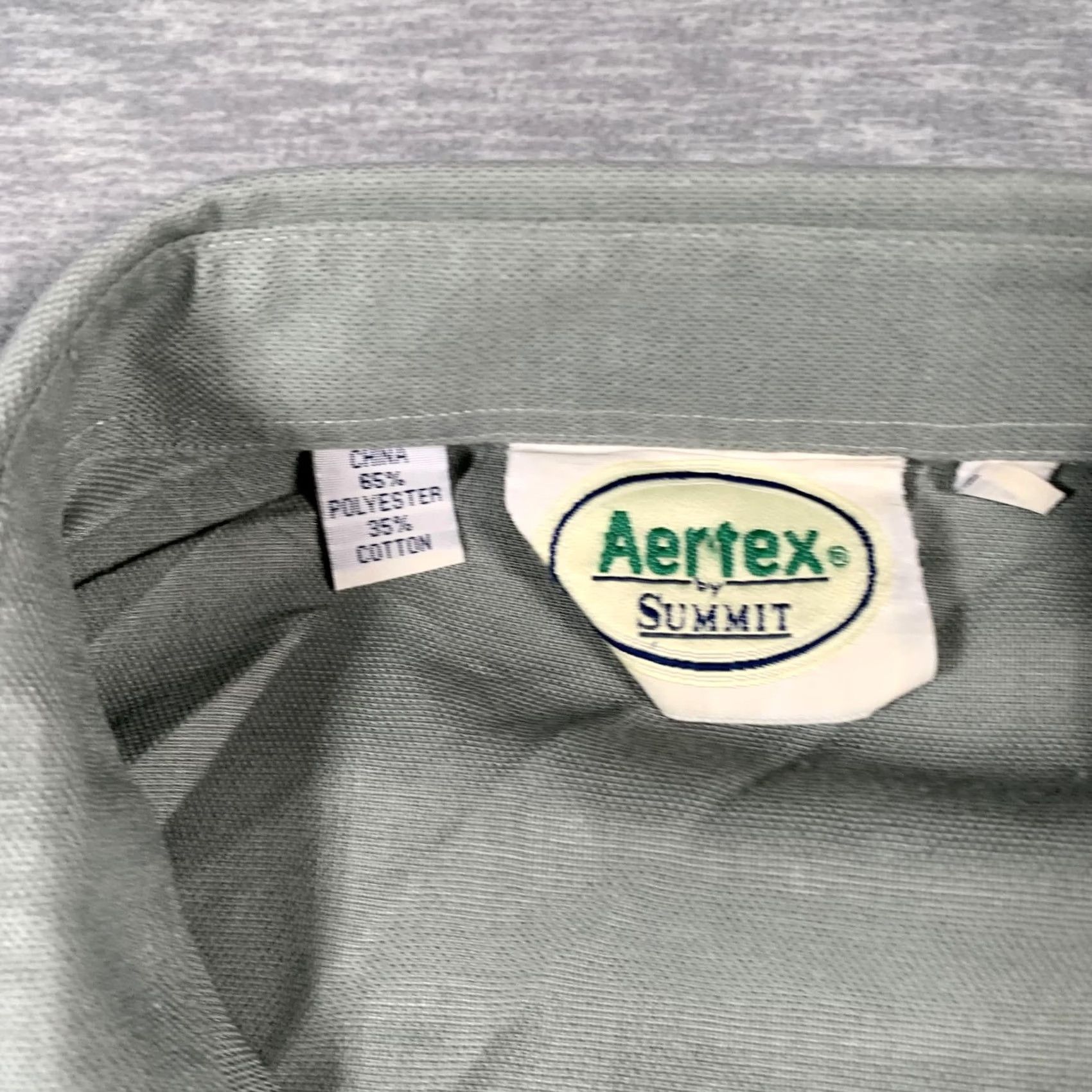 Vintage Aertex by Summit Shirt Mens Large Sage Green Popover Short Sleeve Half Placket Button-Up Size US L / EU 52-54 / 3 - 7 Thumbnail