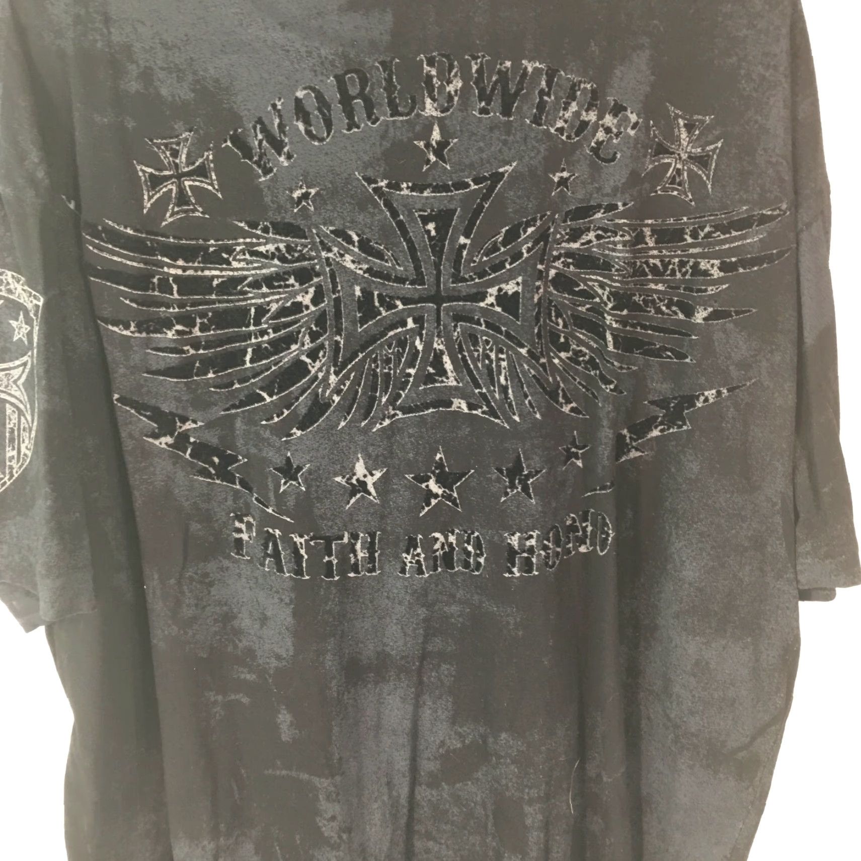 Vintage VINTAGE Archair Mens Salvation Worldwide Faith And Honor Black Graphic T Shirt 3XL Mens Short Sleeve Crew Neck Graphic Tee Size US XXL / EU 58 / 5 - 7 Thumbnail