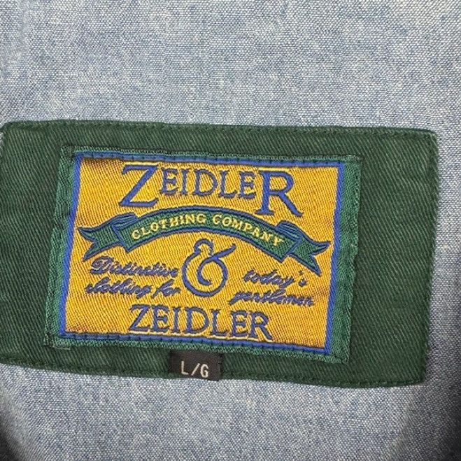 Vintage Zeidler Jacket Mens L Green Cotton Canvas Leather Collar L/S Bomber Front Pockets Size US L / EU 52-54 / 3 - 3 Thumbnail