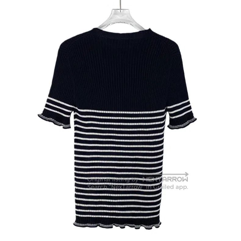 Dior Dior Black logo letter round neck cotton knitted short-sle Size S / US 4 / IT 40 - 2 Thumbnail