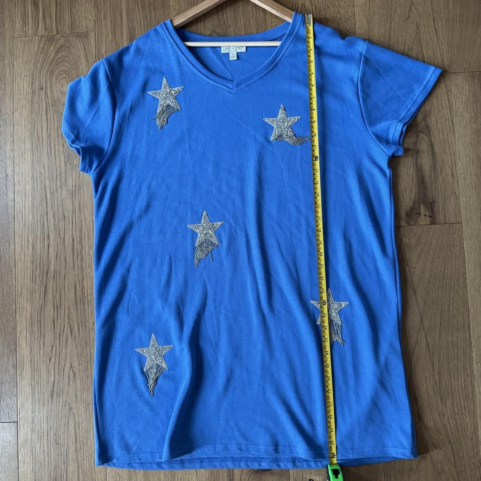 Other SHE + SKI Blue V-Neck Dress with Silver Star Tassel XL Size XL / US 12-14 / IT 48-50 - 8 Thumbnail